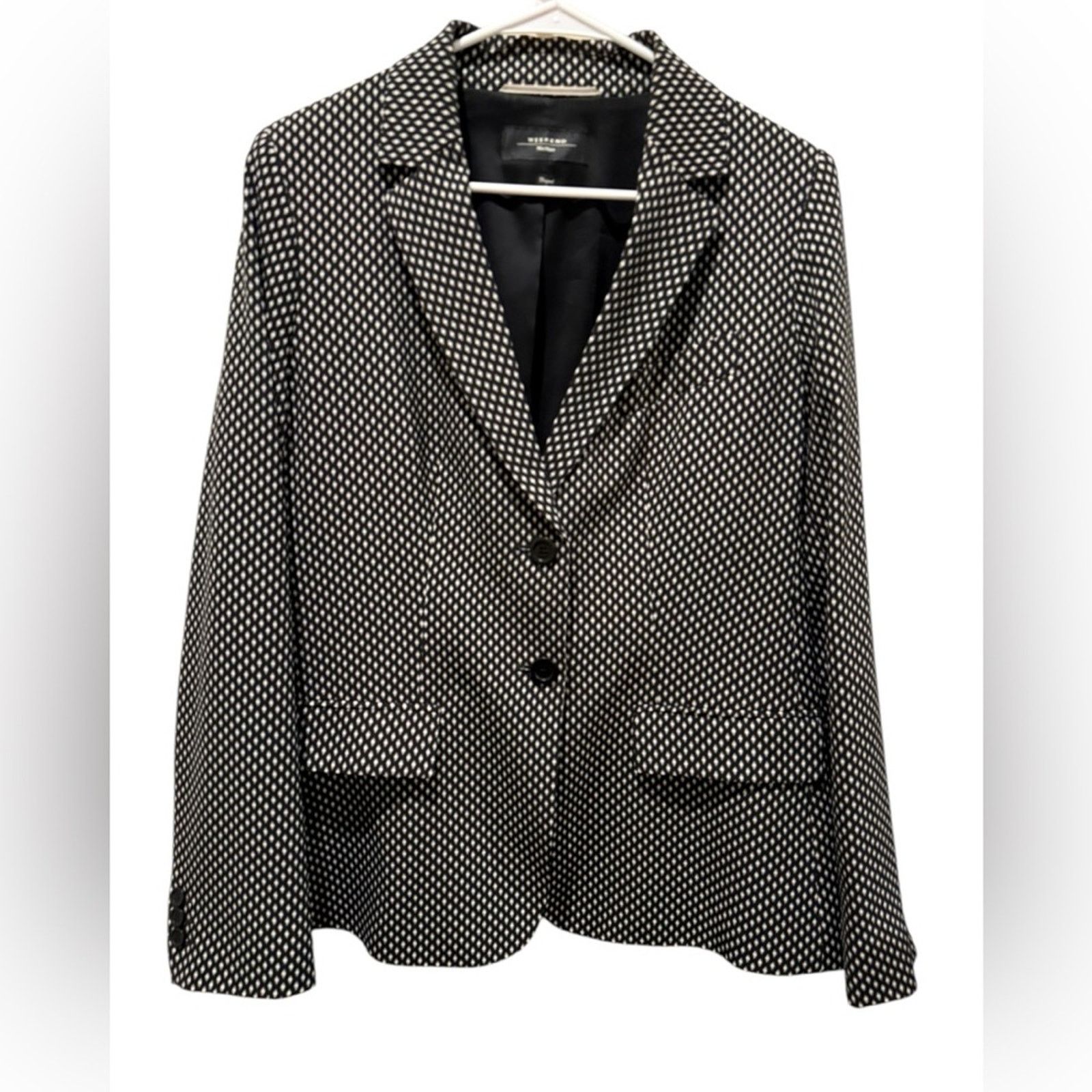 Max Mara MaxMara Bebbio Two-Button Diamond Print Blazer Jacket 14 Size L / US 10 / IT 46 - 2 Thumbnail