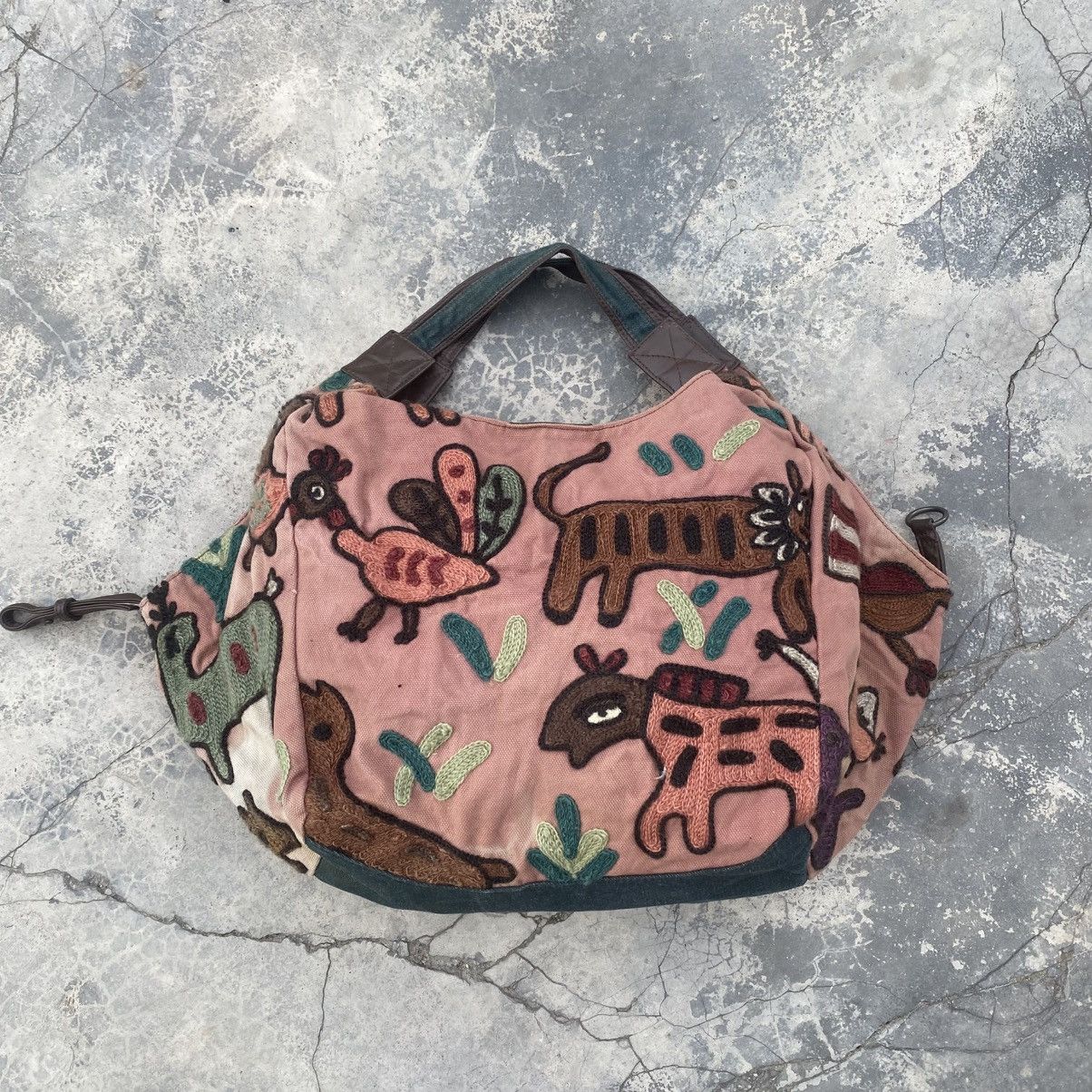 Japanese Brand Hippies Wild Life Embroidery Cotton Bag KAPITAL STYLE Size ONE SIZE - 9 Thumbnail