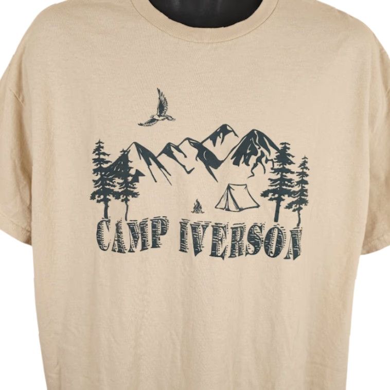 Gildan Camp Iverson T Shirt Mens XL Beige Camping Outdoors Wilderness Gildan Navy? Size US XL / EU 56 / 4 - 2 Thumbnail