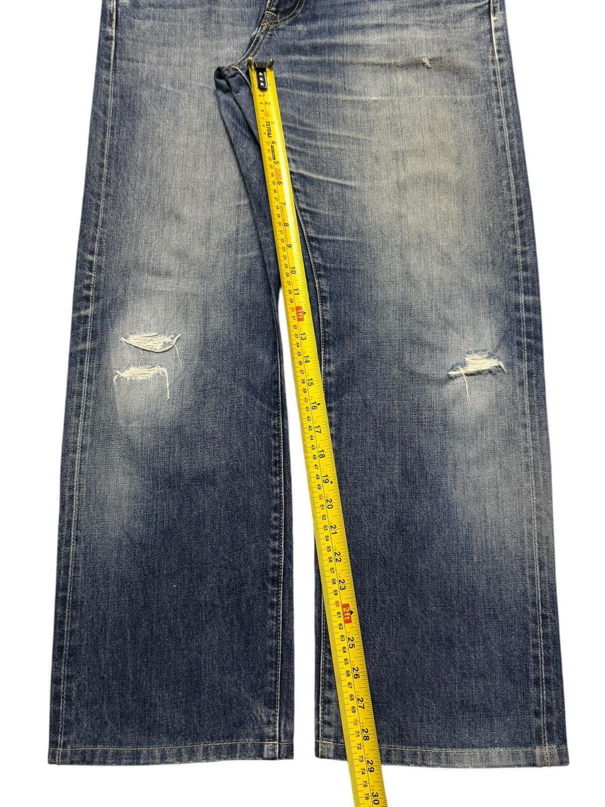 Uniqlo Vintage Y2K Uniqlo Selvedge Faded Wash Distress Straight Leg Size US 36 / EU 52 - 12 Thumbnail