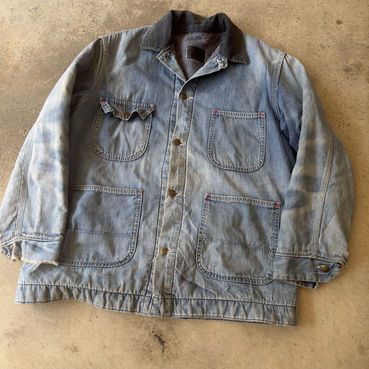 Vintage Sears Thrashed Faded Distressed Chore Coat ERD Grunge RRL Size US L / EU 52-54 / 3 - 3 Thumbnail