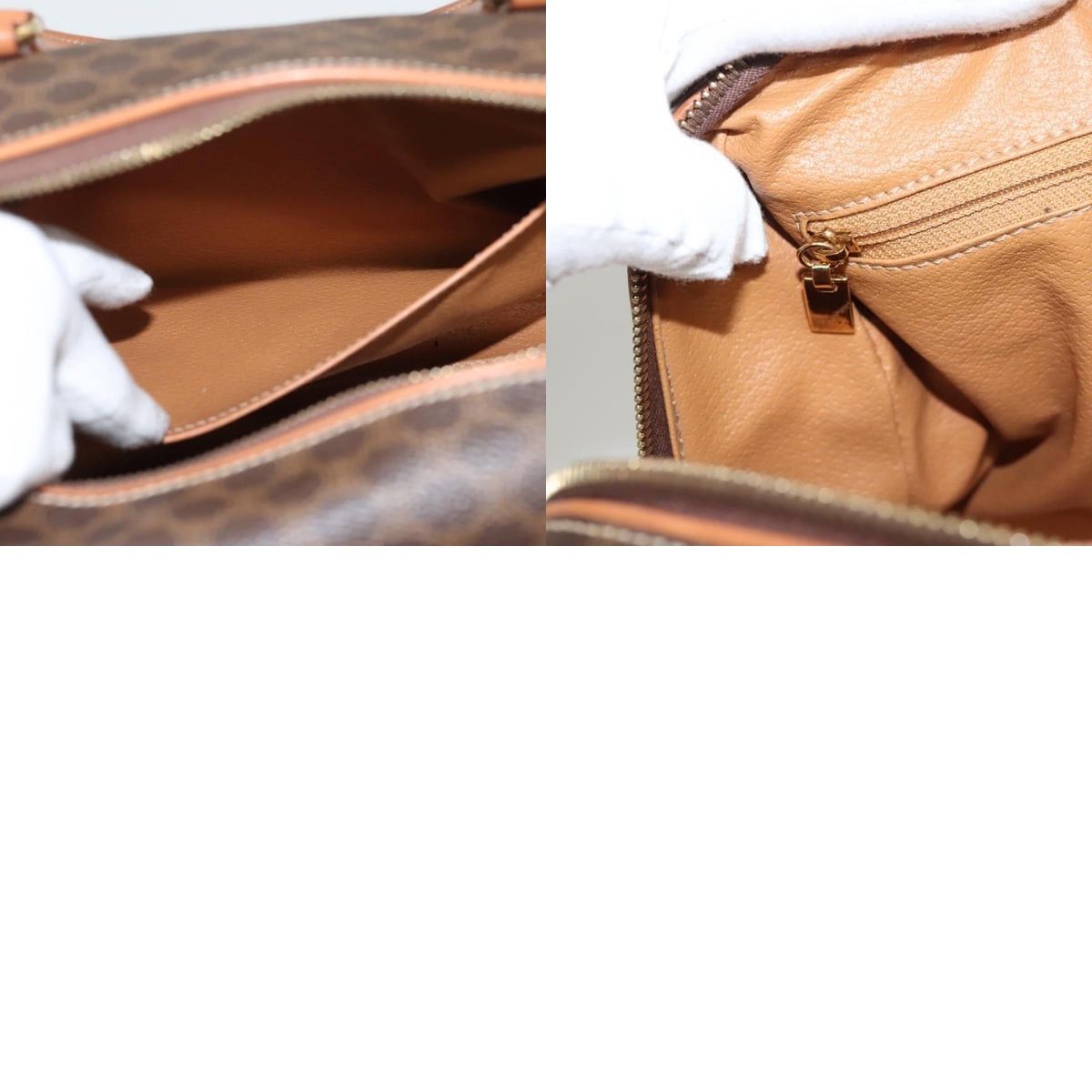 Celine CELINE Macadam Canvas Hand Bag Pvc Leather Brown Gold Size ONE SIZE - 13 Thumbnail