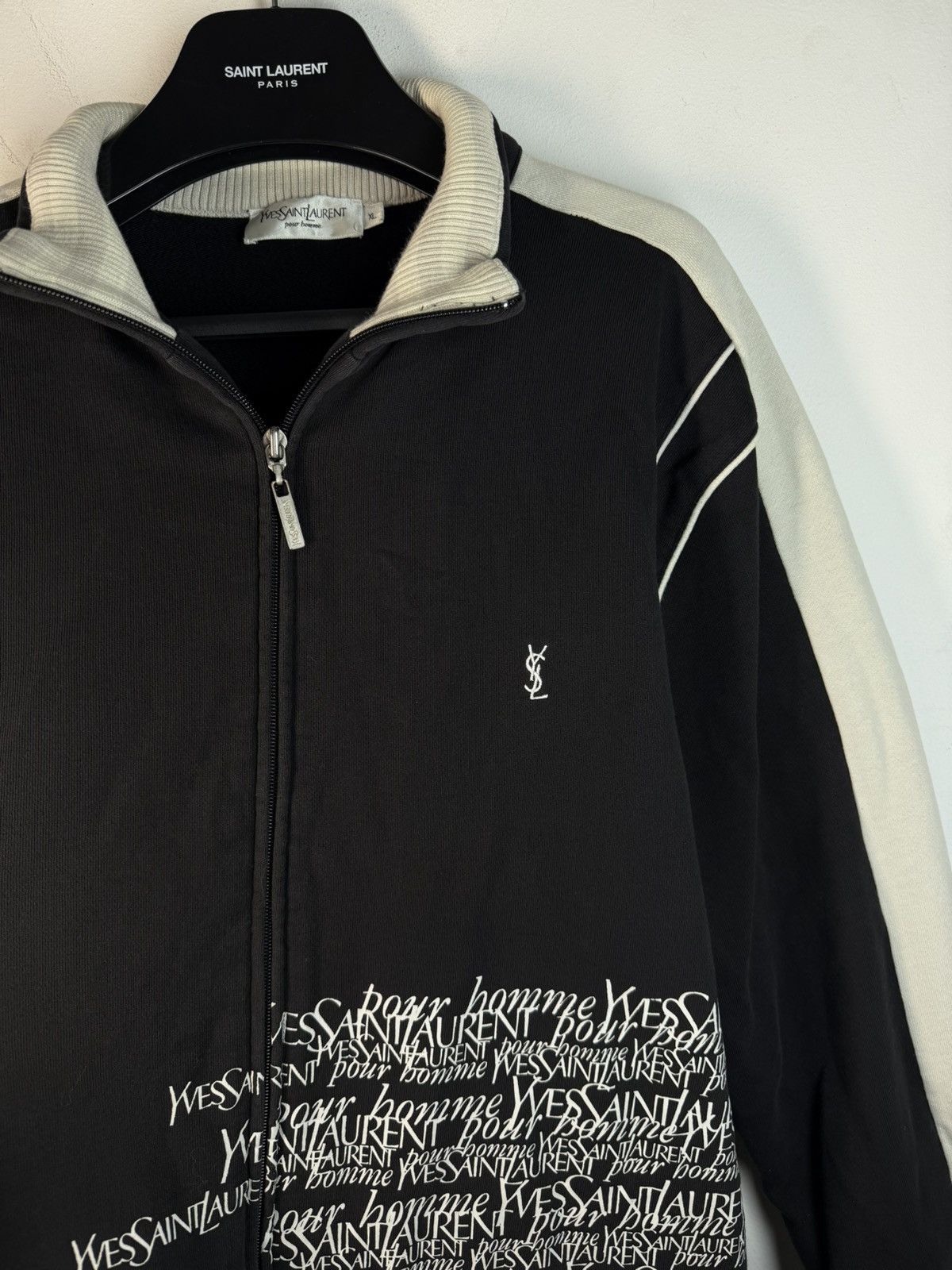 Yves Saint Laurent Black YSL Sweatshirt Zip Multilogo YSL Sweater YSL Jacket Size US XL / EU 56 / 4 - 14 Thumbnail