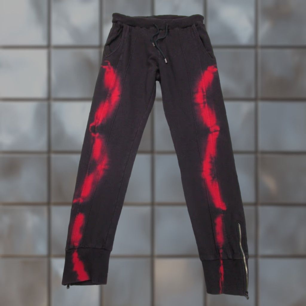 Vintage Mauna-kea Sweatpants Mens Medium Black Red Terry Jogger Pants Adult M Zip Ankles Size US 31 - 1 Thumbnail