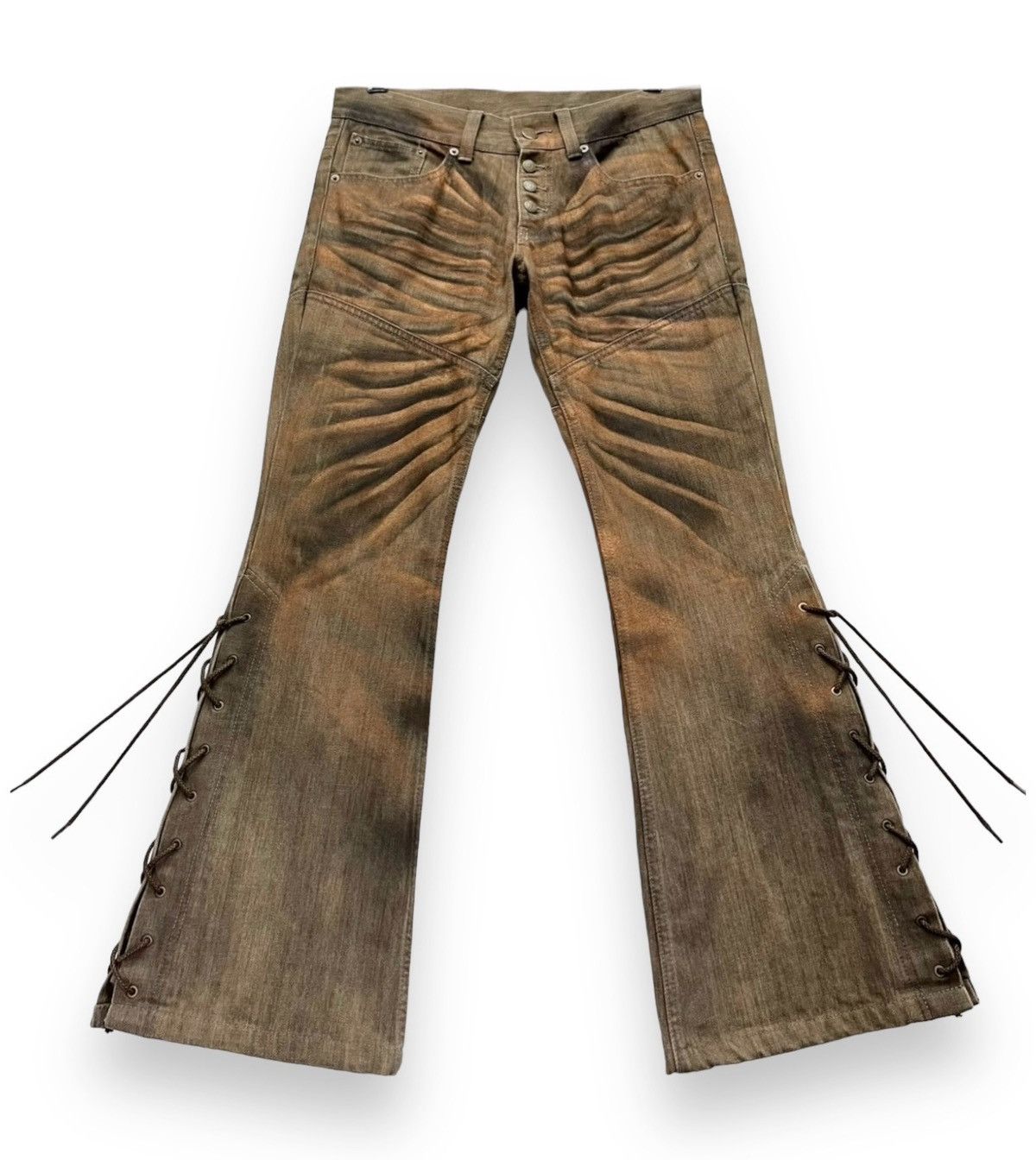 Very Rare 🔥TORNADO MART Smoke Brown Gold Dust Whisker Laced Leg Flare