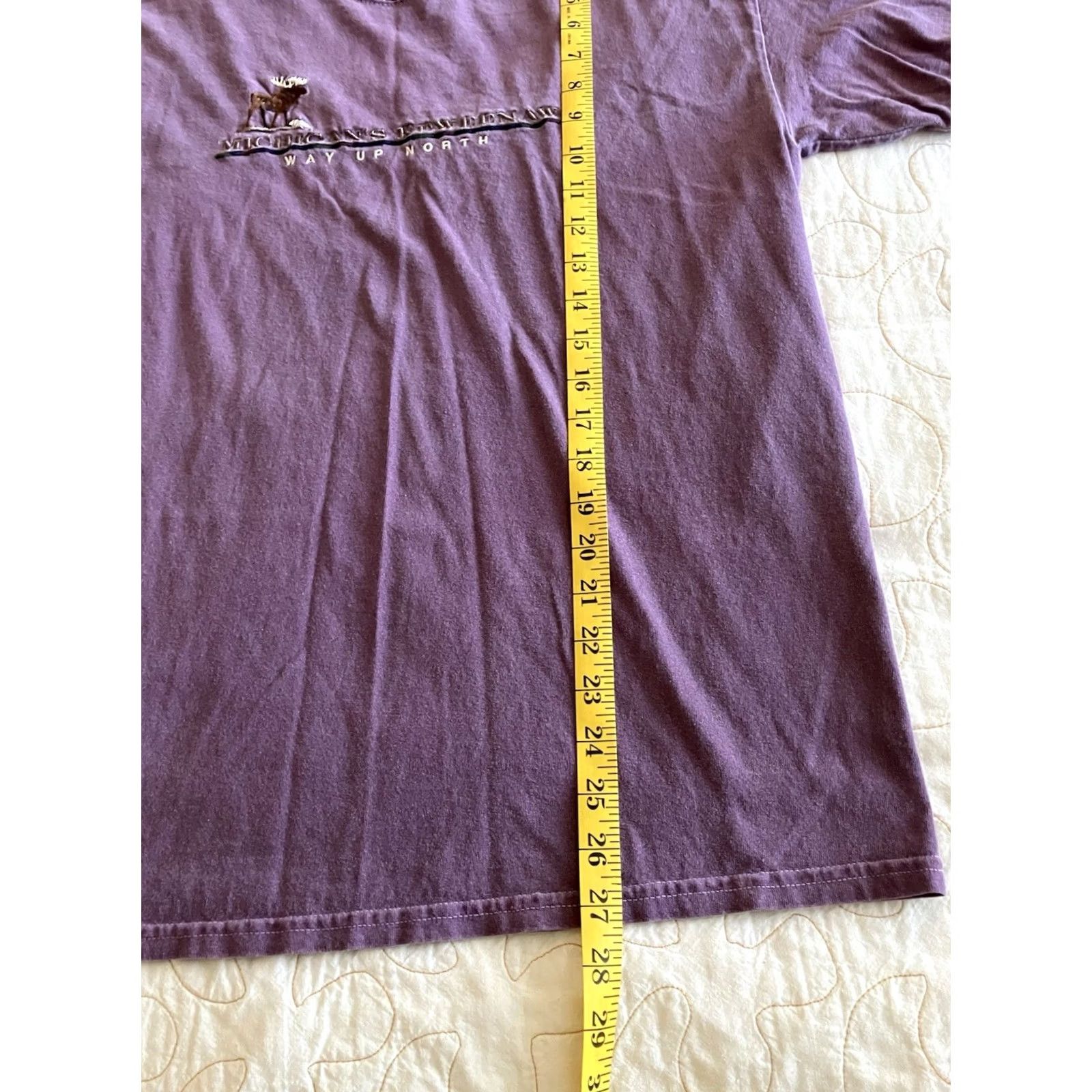 Vintage Way Up North Michigan Purple Embroidered Moose T-Shirt Blue 84 Unisex Adults Long Sleeve Crew Neck L Blue Outdoor 90s Size US L / EU 52-54 / 3 - 4 Thumbnail