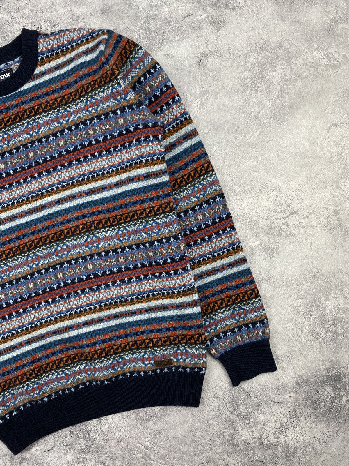 Barbour × Designer × Vintage Vintage Barbour Designer Aztec Wool Knitted Sweater Size US S / EU 44-46 / 1 - 7 Thumbnail