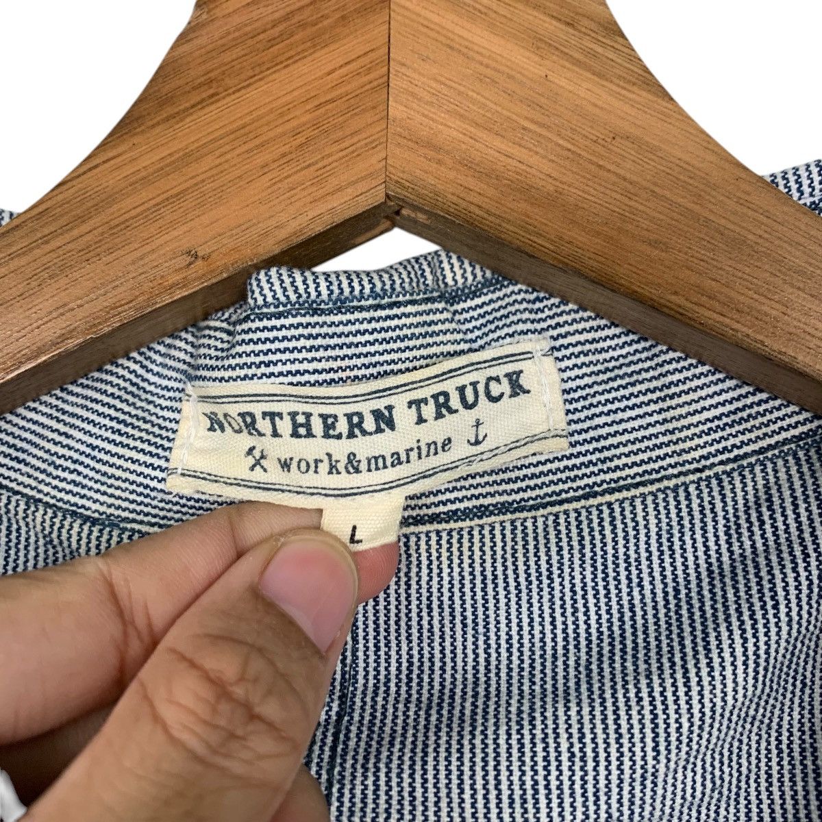 Japanese Brand NORTHERN TRUCK Work&Marine Hickory Striped Jacket #2102-C92 Size US L / EU 52-54 / 3 - 14 Thumbnail
