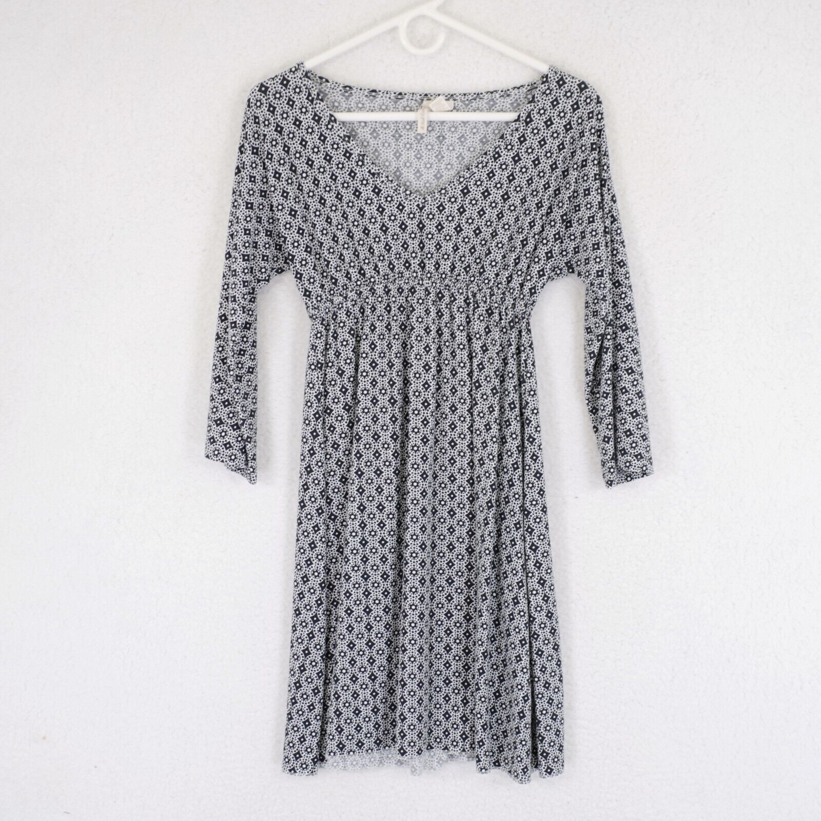 Designer Red Camel Geometric Black White Long Sleeve Dress Small Knee Size S / US 4 / IT 40 - 1 Thumbnail