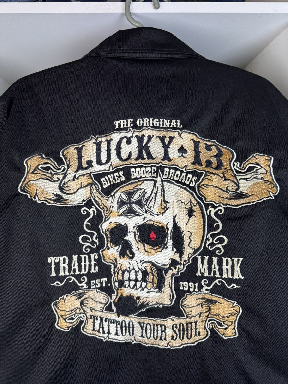 Other Lucky 13 "Bikes, Booze & Broads" Skull Zip-Up Jacket Size US XL / EU 56 / 4 - 5 Thumbnail