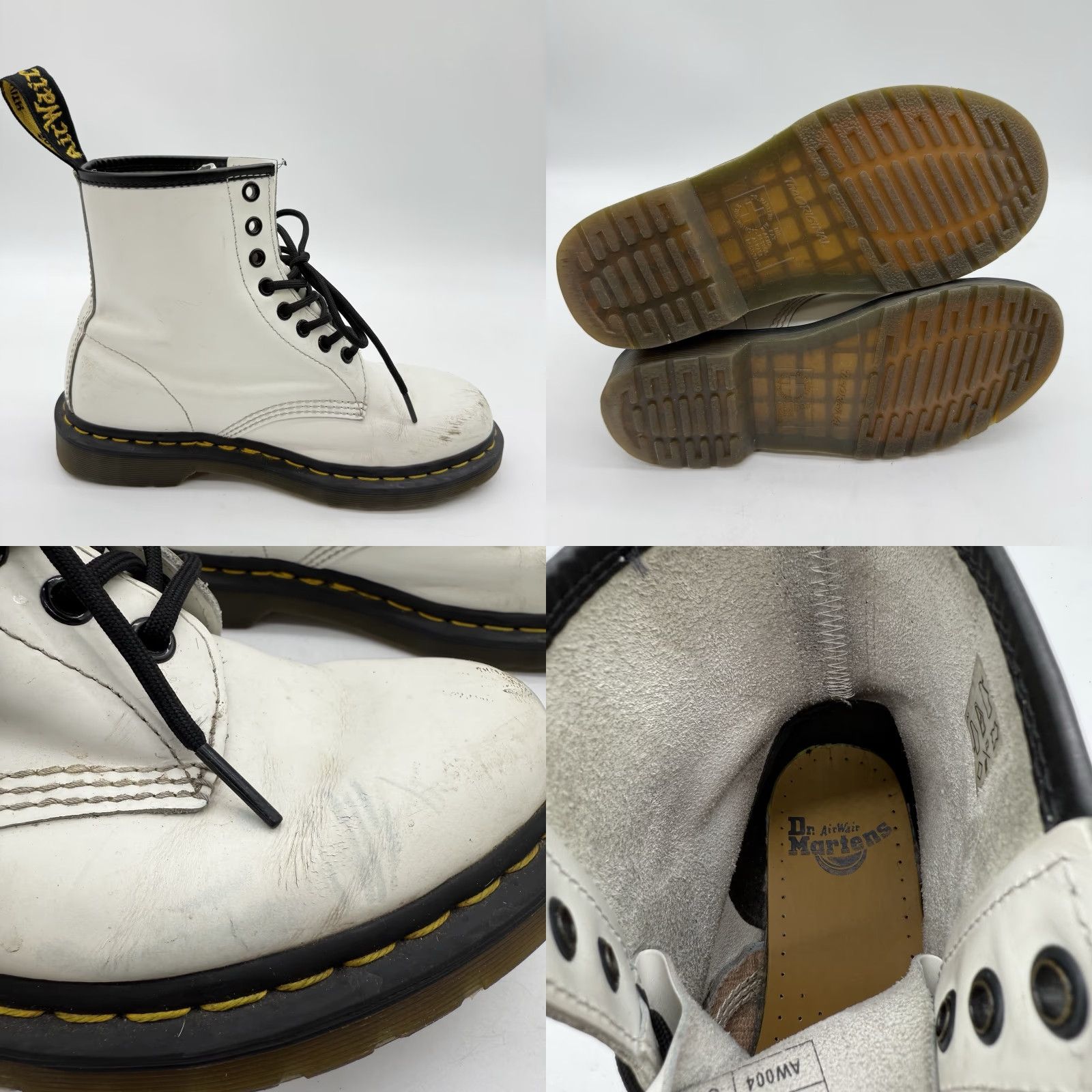 Dr. Martens VINTAGE Dr. Martens White Leather Lace-Up Boots Womens Sz 8 EU 39 Distressed Combat Leather Boots Women White 90s Style Mens? Size US 8 / IT 38 - 8 Thumbnail