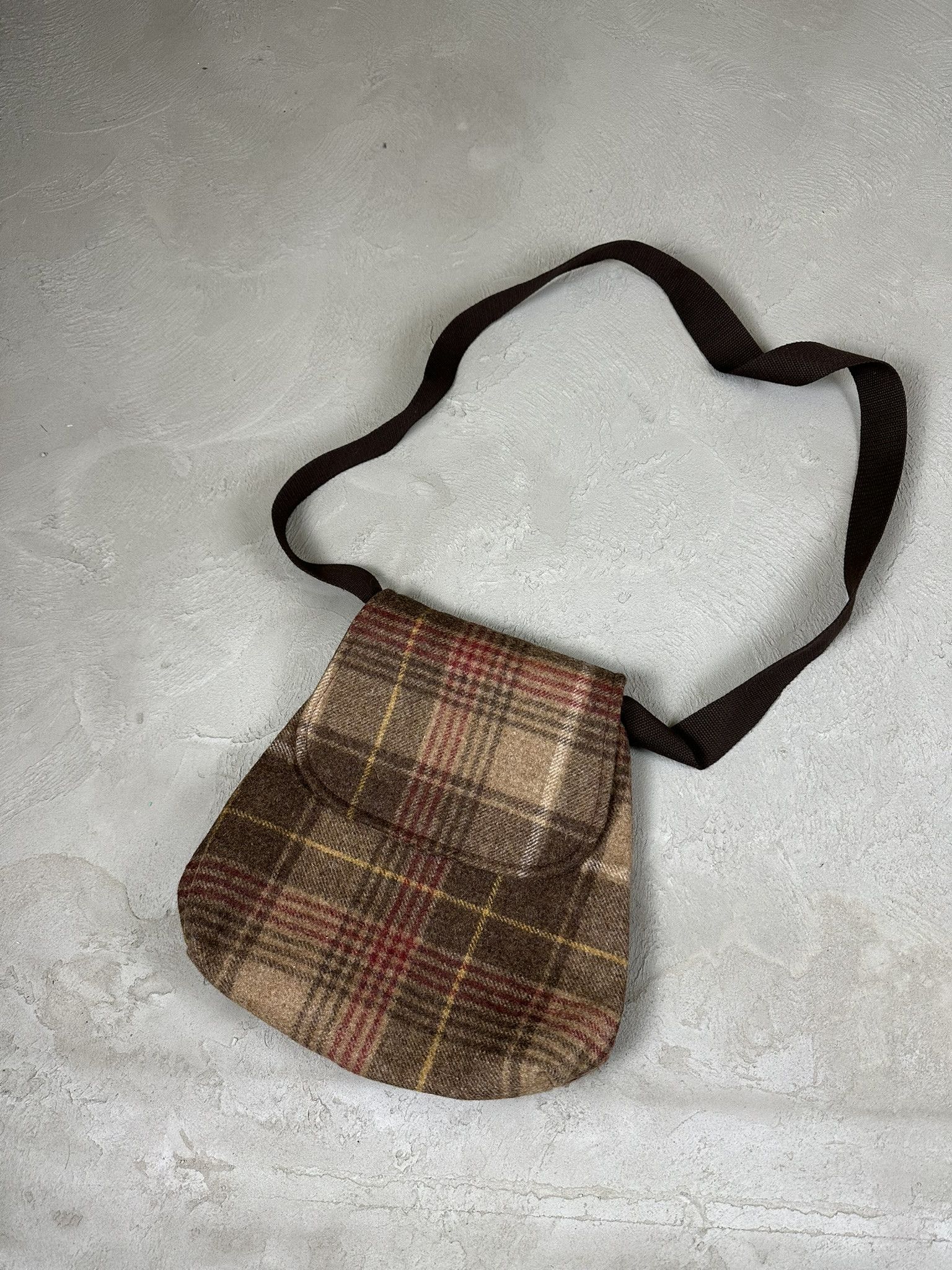 Handmade 80s Vintage Handmade Wool Checked Shoulder Bag Size ONE SIZE - 1 Thumbnail