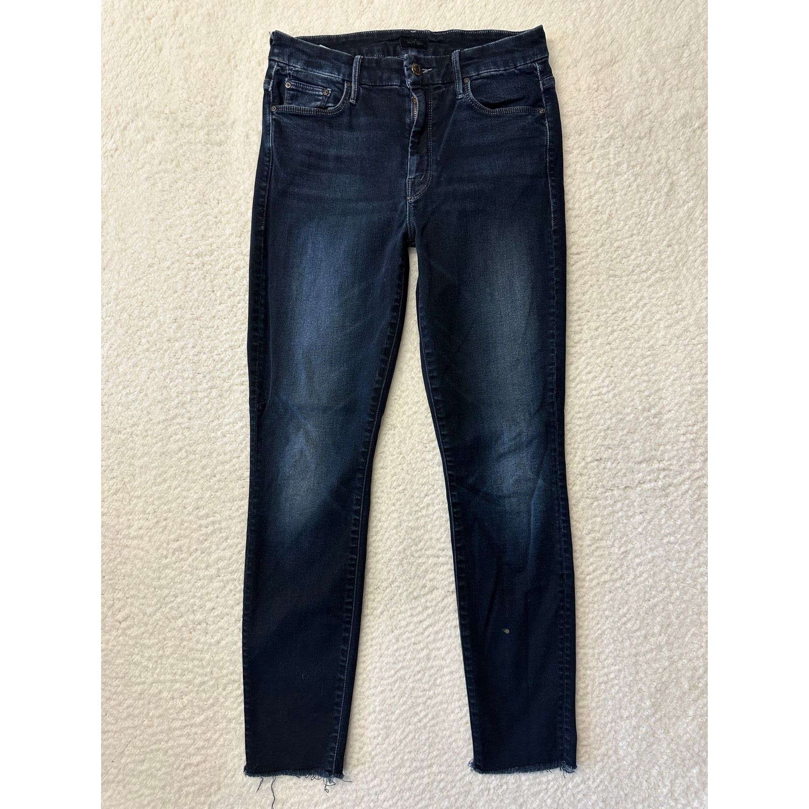 MOTHER Mother Womens High Waisted Looker Ankle Fray Denim Jeans 28 Size 28" / US 6 / IT 42 - 1 Thumbnail