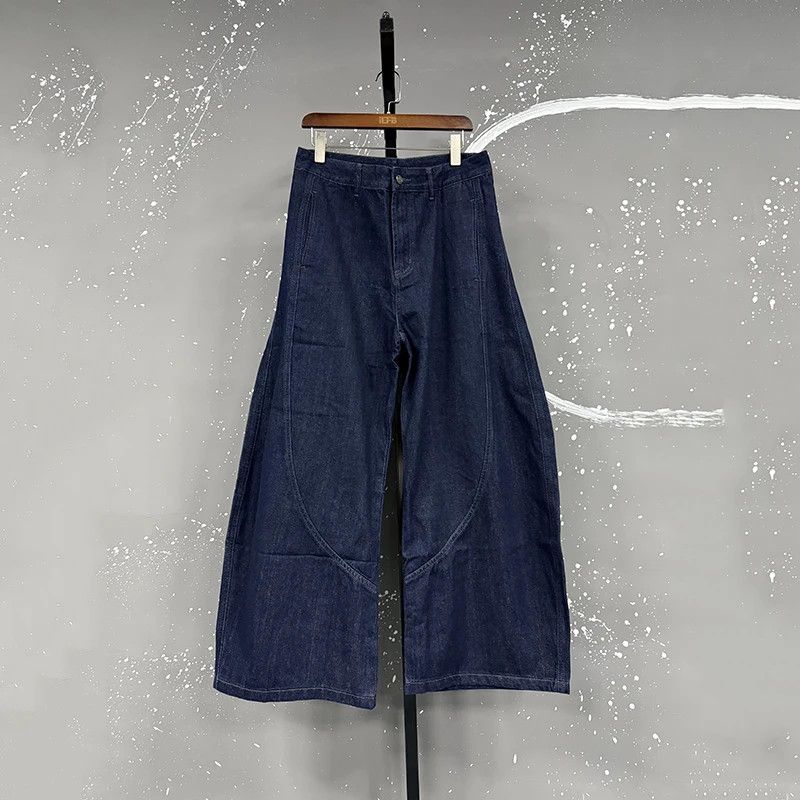 Japanese Brand Extra Wide Leg Dark Blue Navy Denim Jeans Size US 34 / EU 50 - 1 Thumbnail