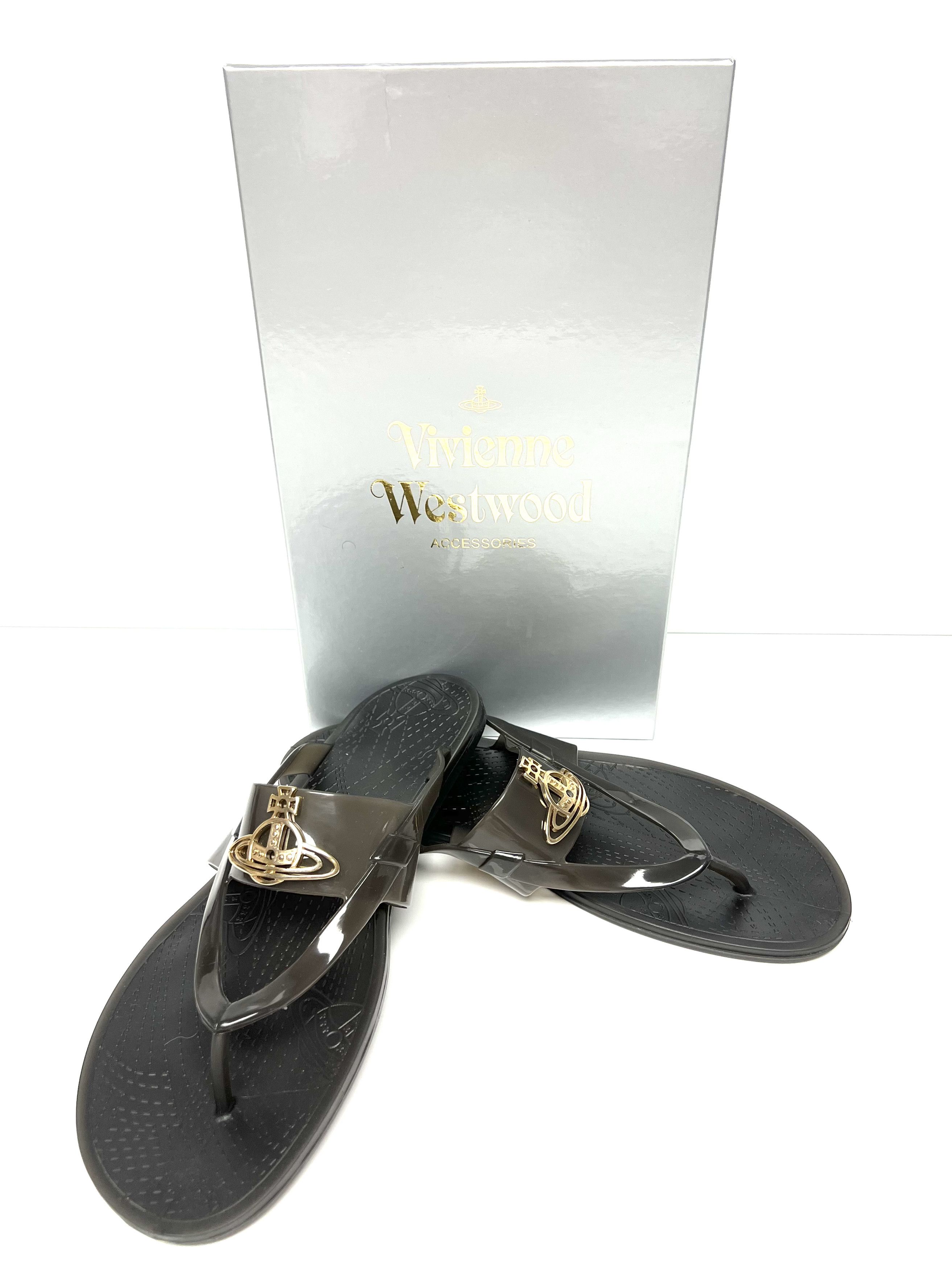 Vivienne Westwood NEW, VIVIEENE WESWOOD UNISEX BLACK FLIP FLOPS, SS13 Size US 11 / EU 44 - 15 Thumbnail