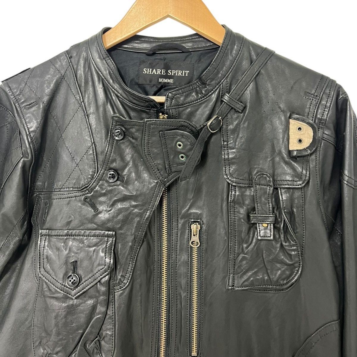 Share Spirit Homme Share spirit gasmask leather jacket Size US M / EU 48-50 / 2 - 2 Thumbnail