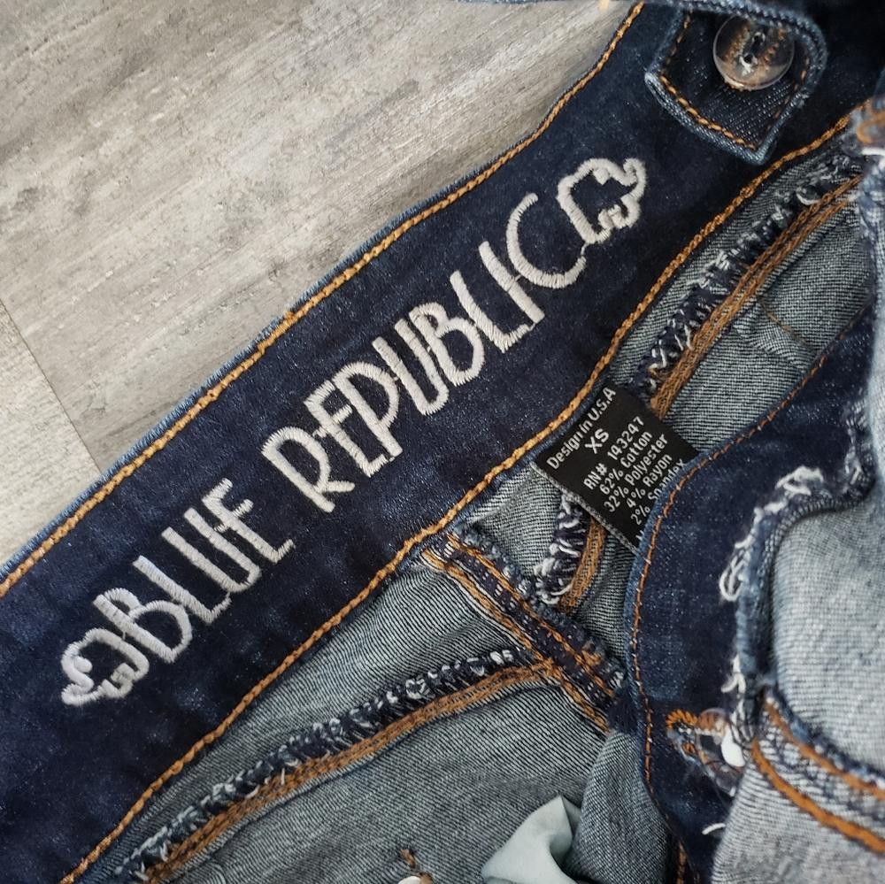 Designer Dark Denim Distressed BR Overalls Size 26" / US 2 / IT 38 - 3 Thumbnail