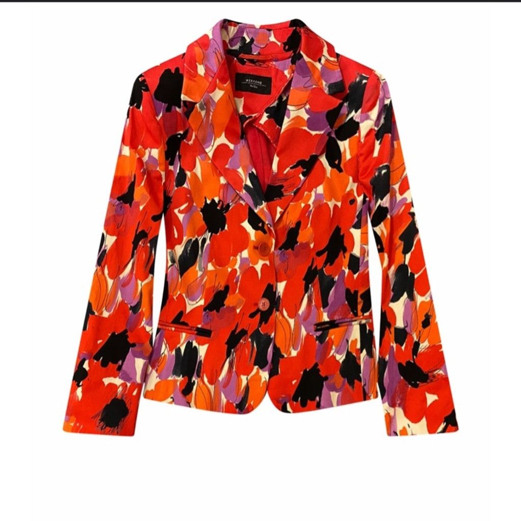 Max Mara MAXMARA W-E 2023 Floral Maximalist Red Short Blazer sz L 14 Size XL / US 12-14 / IT 48-50 - 6 Thumbnail