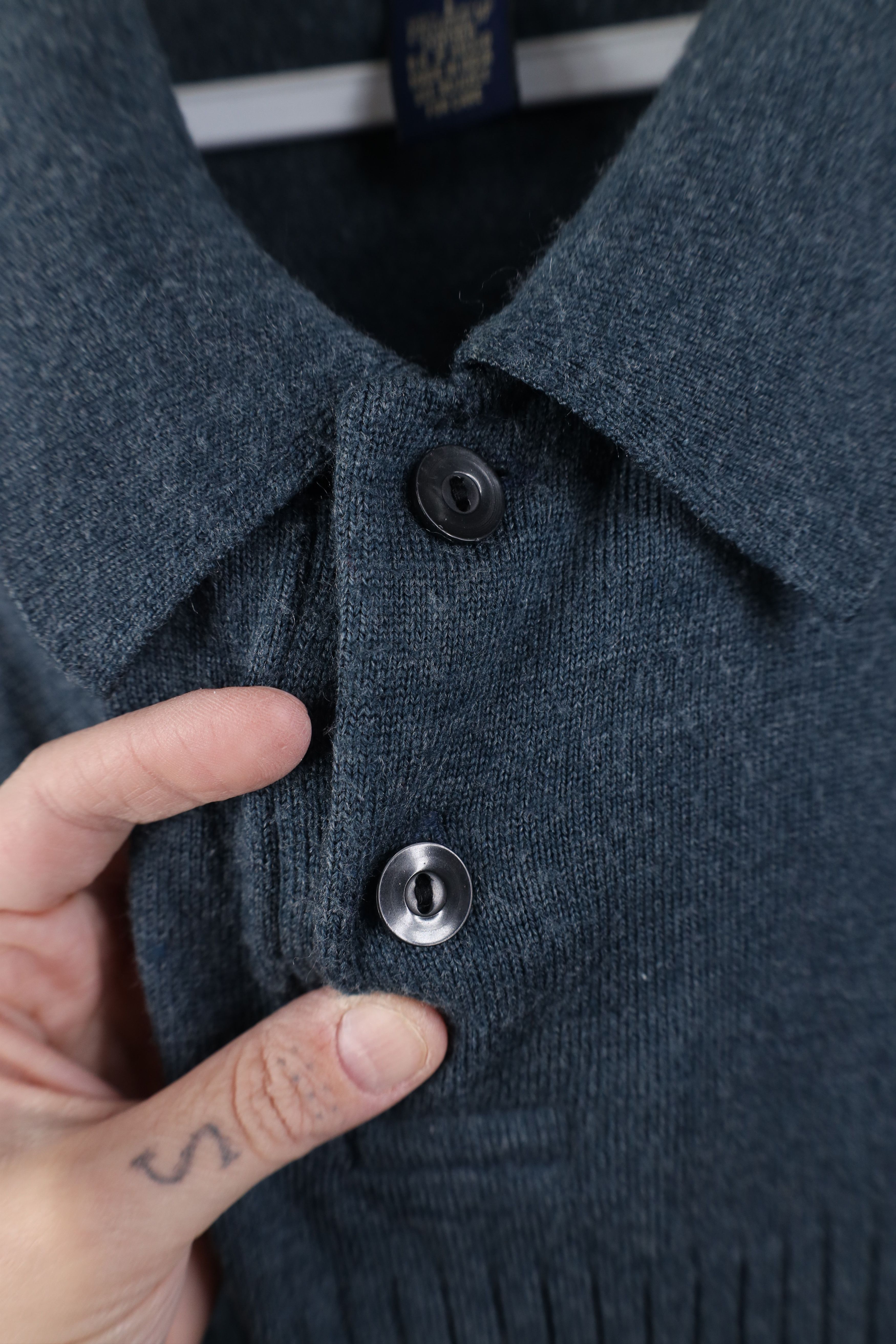 Vintage Vintage 90s Streetwear Trim Knit Collared Polo Sweater Blue Size US L / EU 52-54 / 3 - 5 Thumbnail