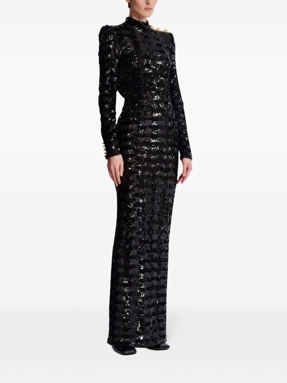 o1s1wg111025 Sequin Maxi Dress in Black