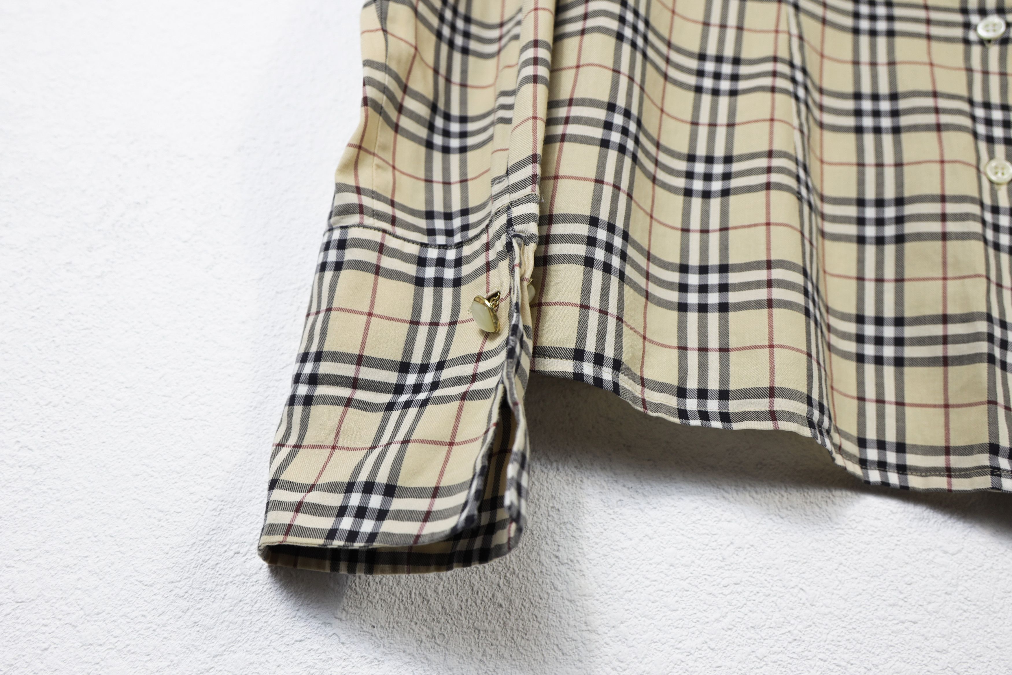 Burberry × Vintage Womens Burberry Vintage Beige Nova Check Cufflinks Shirt Size L / US 10 / IT 46 - 5 Thumbnail