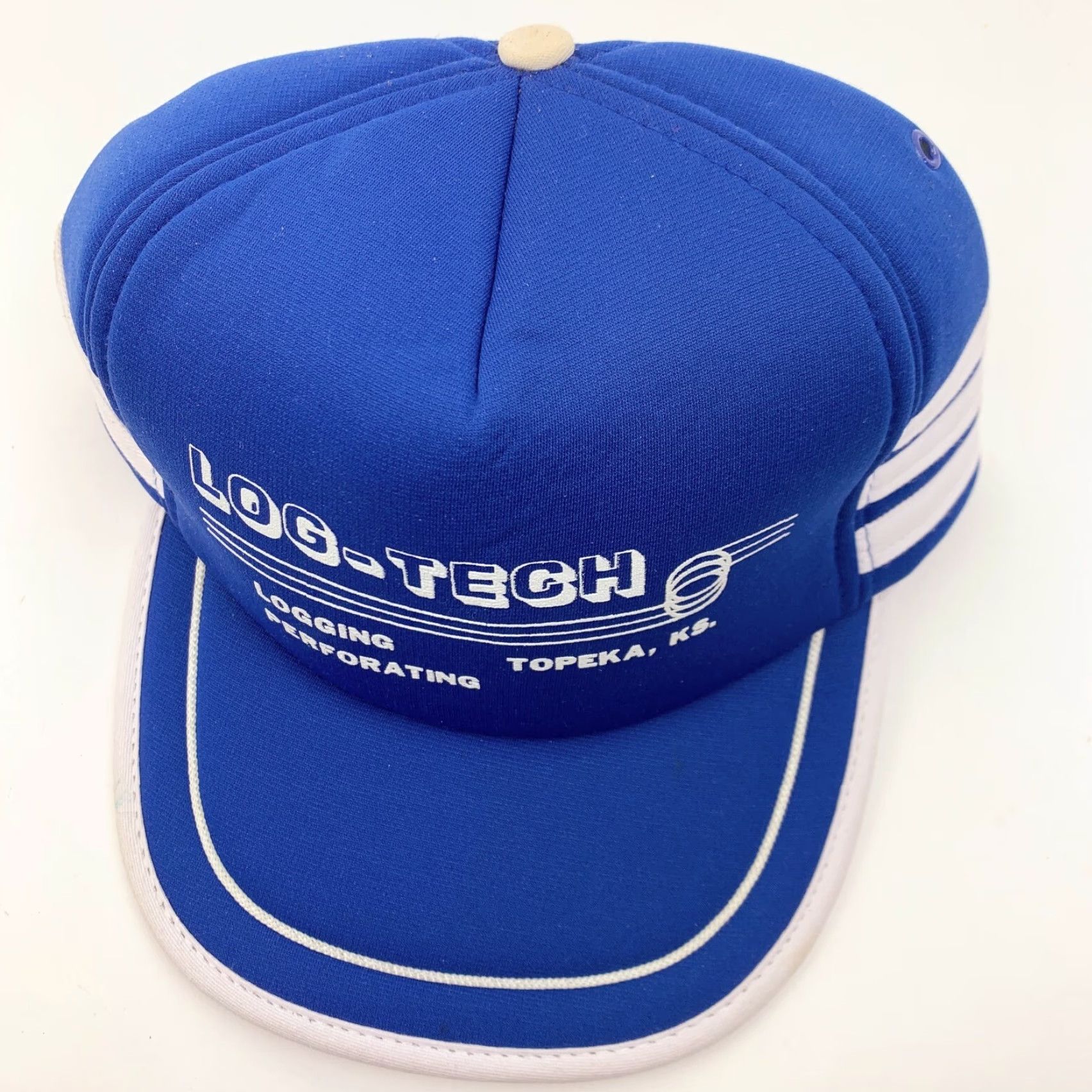 Vintage VINTAGE San Sun Log-Tech Kansas Blue Trucker Hat Cap Snapback One Size 1980s Mens Size ONE SIZE - 4 Thumbnail