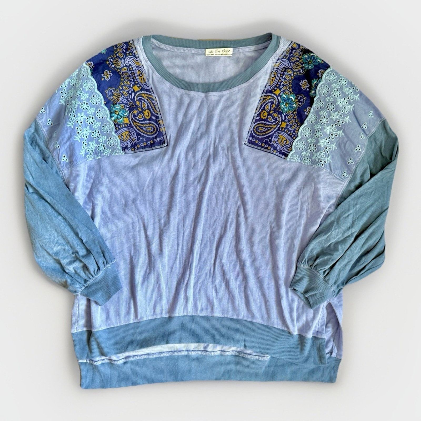 Free People Free People Women Top Shirt Medium Blue Scoop Neck Size M / US 6-8 / IT 42-44 - 2 Thumbnail