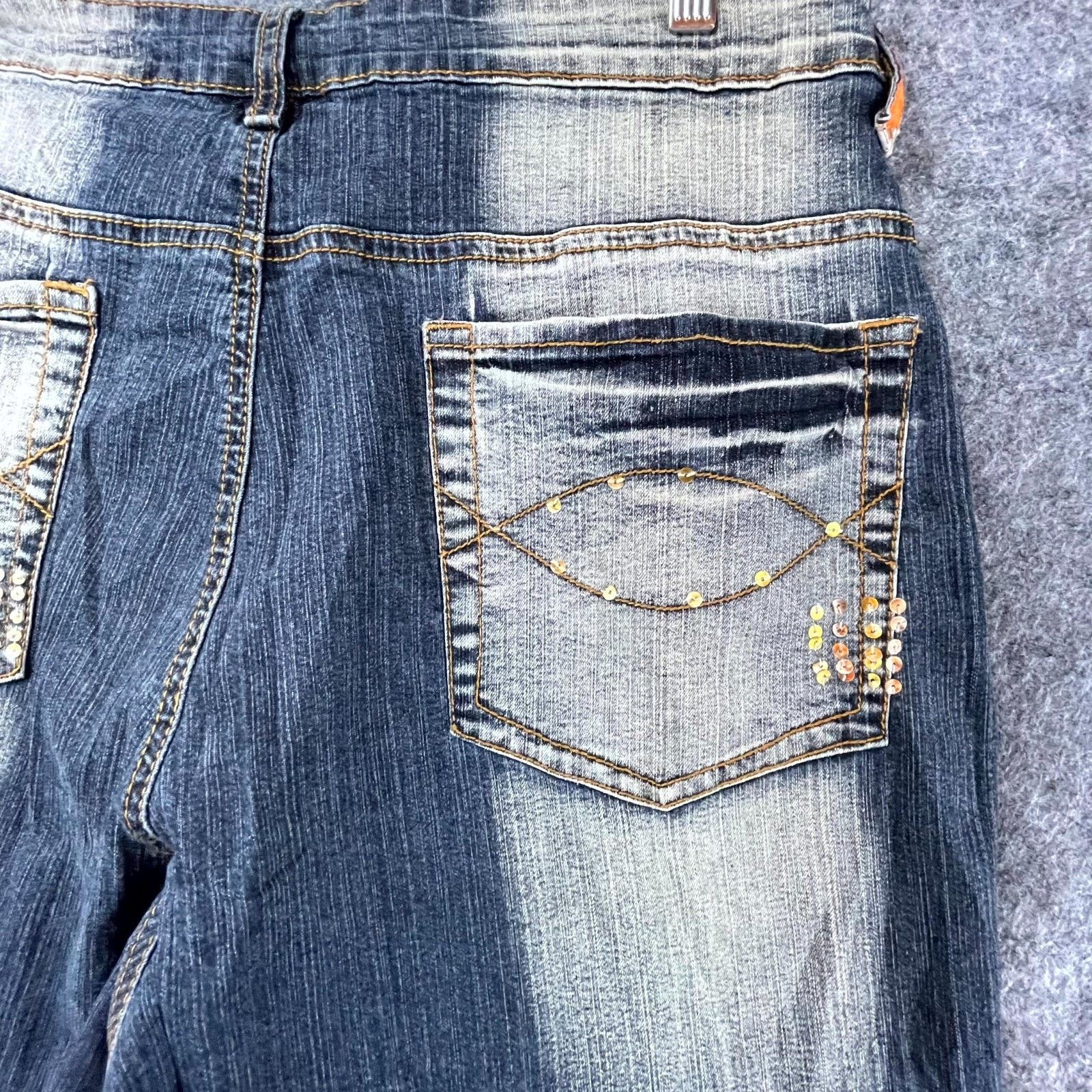Apollo Apollo Jeans Women 15/16 Blue Sequin High Rise Bootcut Y2K Size 38" / US 16 / IT 52 - 10 Thumbnail