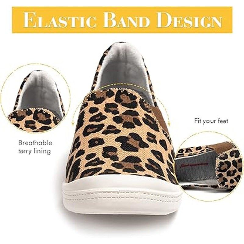 Other Funky Monkey Women 11 Tan Leopard Slip-On Canvas Sneakers Size ONE SIZE - 5 Thumbnail