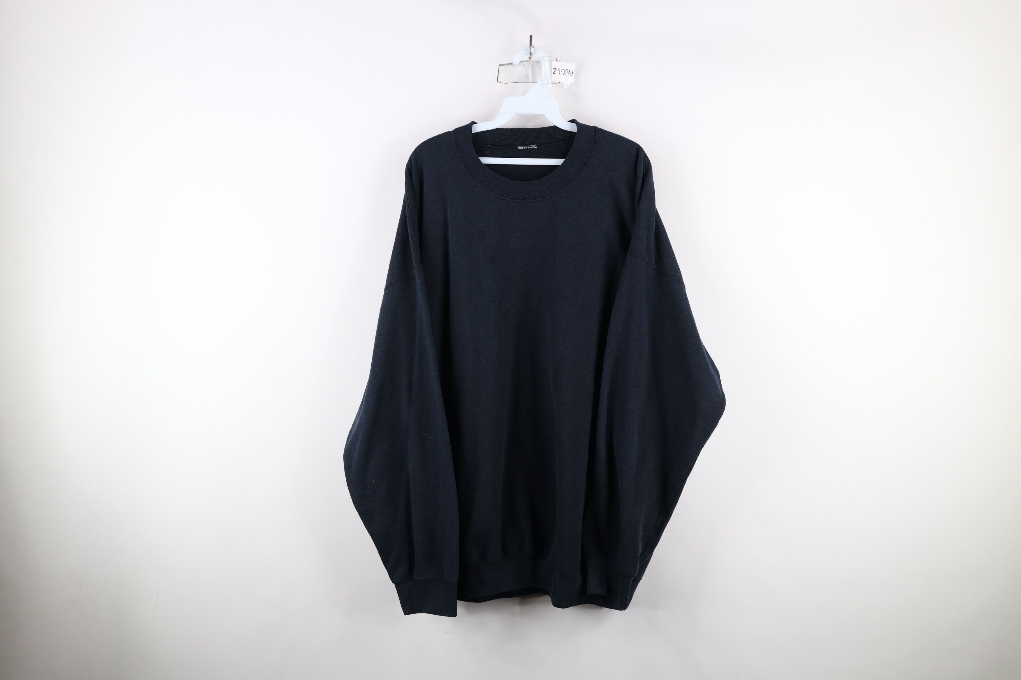 Vintage Vintage 90s Streetwear Blank Crewneck Sweatshirt Black Size US XXL / EU 58 / 5 - 1 Thumbnail