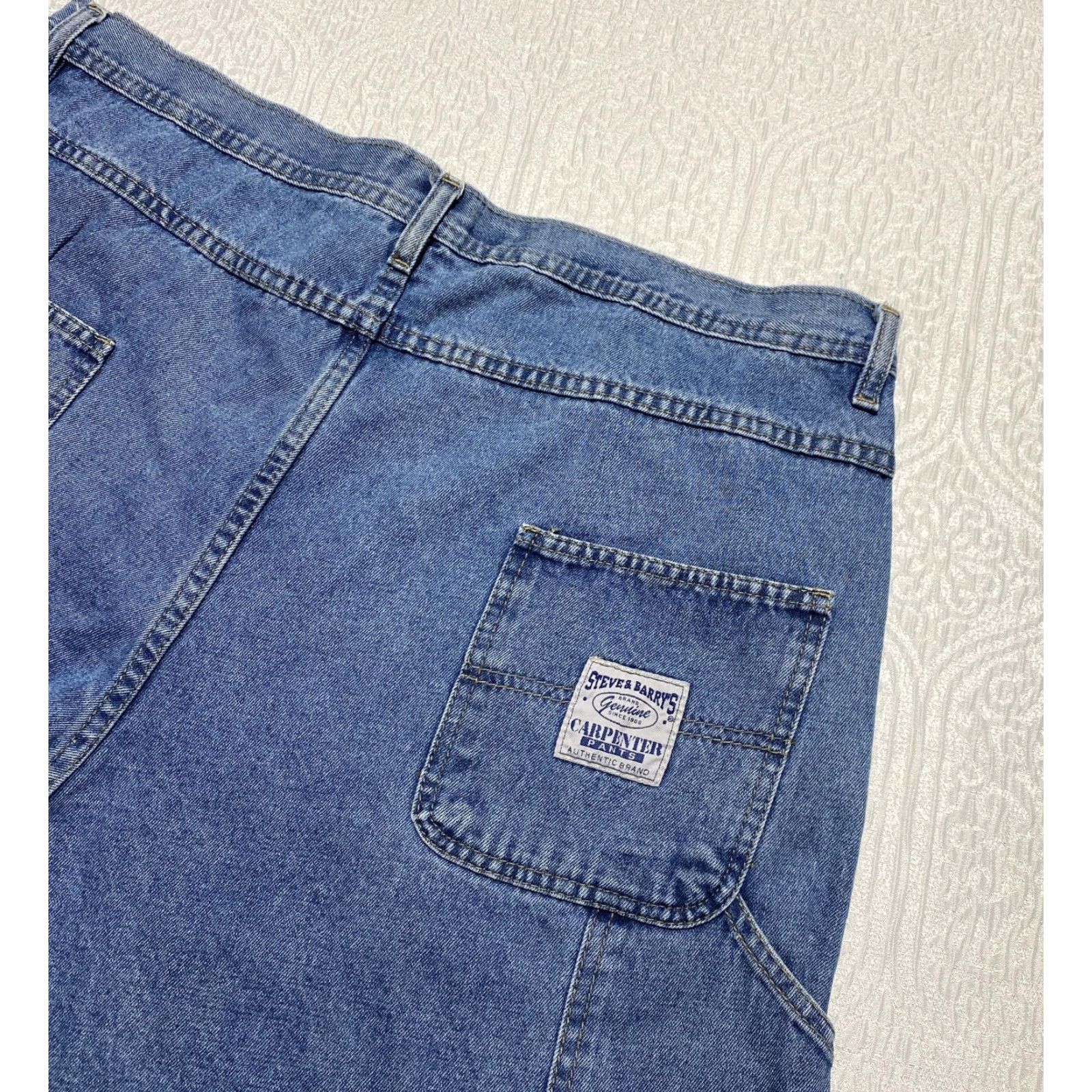 Vintage Steve and Barry's Carpenter Pants Mens 40x26 Blue Denim Workwear Utility Hemmed Size US 40 / EU 56 - 3 Thumbnail