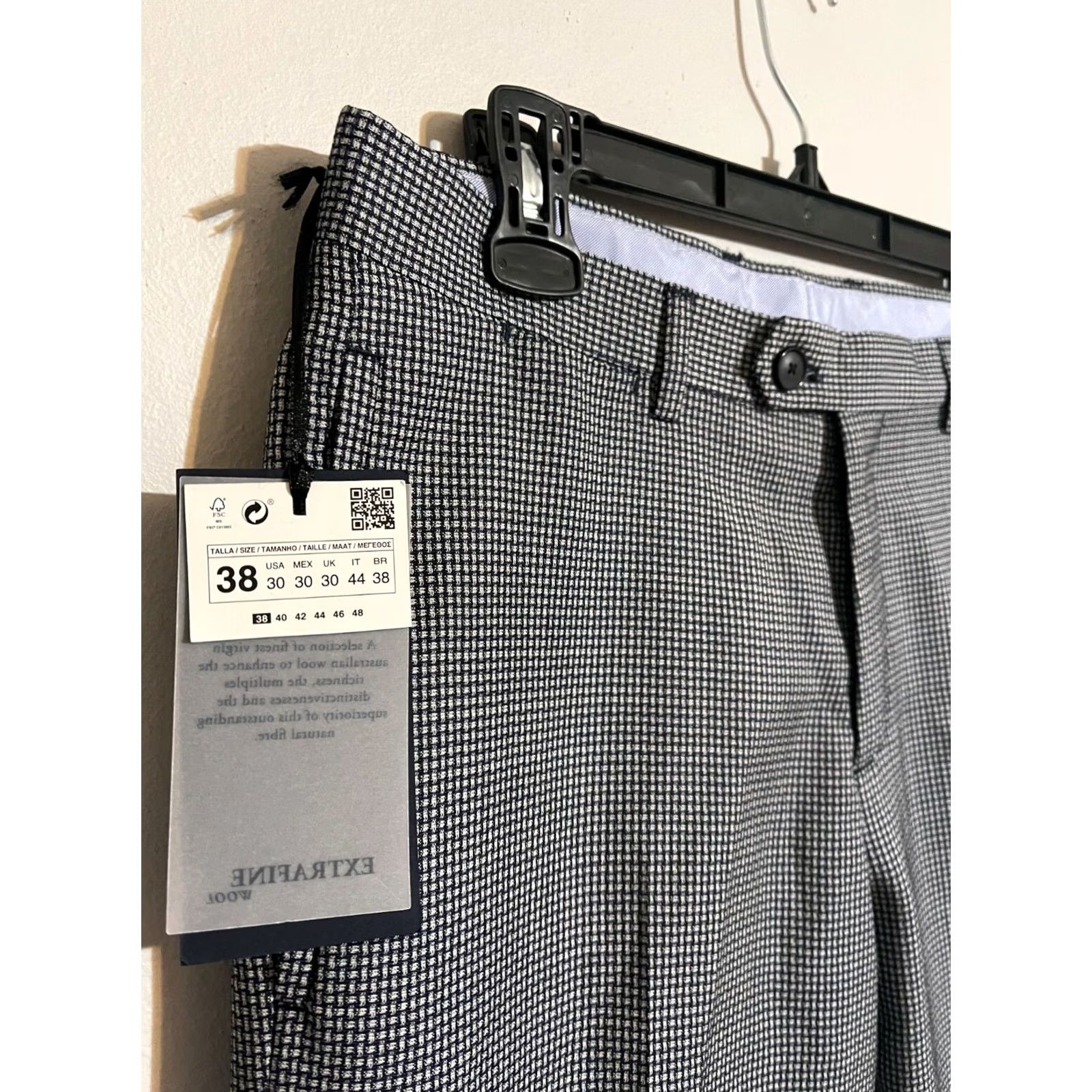 Zara VINTAGE Zara Man Extrafine Wool Woven Design Gray/Black Dress Pants - Men's 30 - New! Size US 32 / EU 48 - 4 Thumbnail