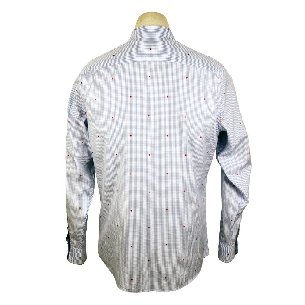 Gucci Gucci Blue Gingham Cotton Shirt with Red Heart Embroidery Size US M / EU 48-50 / 2 - 3 Thumbnail