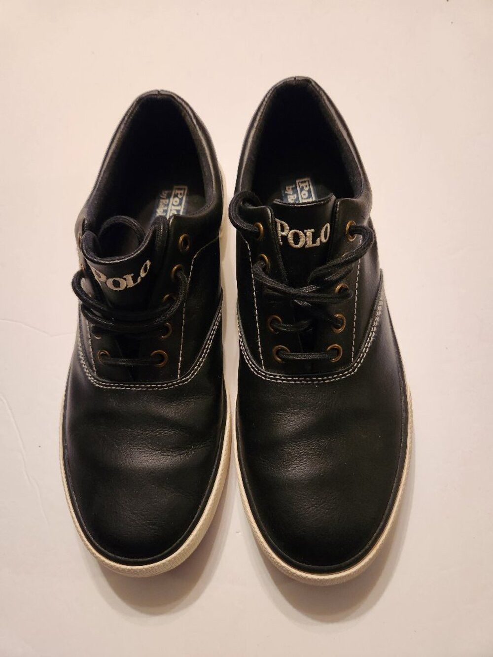 Polo Ralph Lauren polo Ralph Lauren men's black leather fashion sneakers 10D Size US 10 / EU 43 - 1 Thumbnail