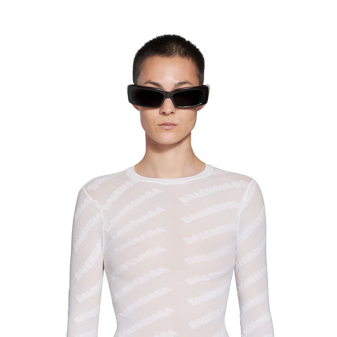 Balenciaga o1mt1gz1024 Mini Allover Logo Top Sweater in White Size M / US 6-8 / IT 42-44 - 3 Thumbnail