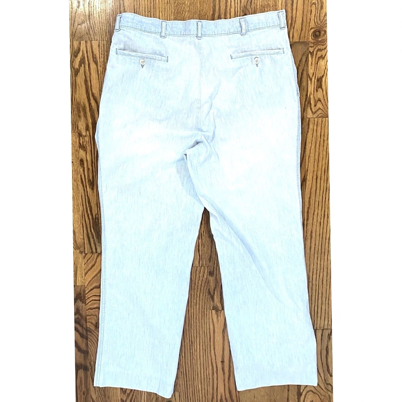 Eddie Bauer VINTAGE Eddie Bauer Denim Jeans Chinos Pleated Front 34x27.5 Mens Blue Cotton Pants Jeans Chinos 90s Mens Size US 34 / EU 50 - 4 Thumbnail