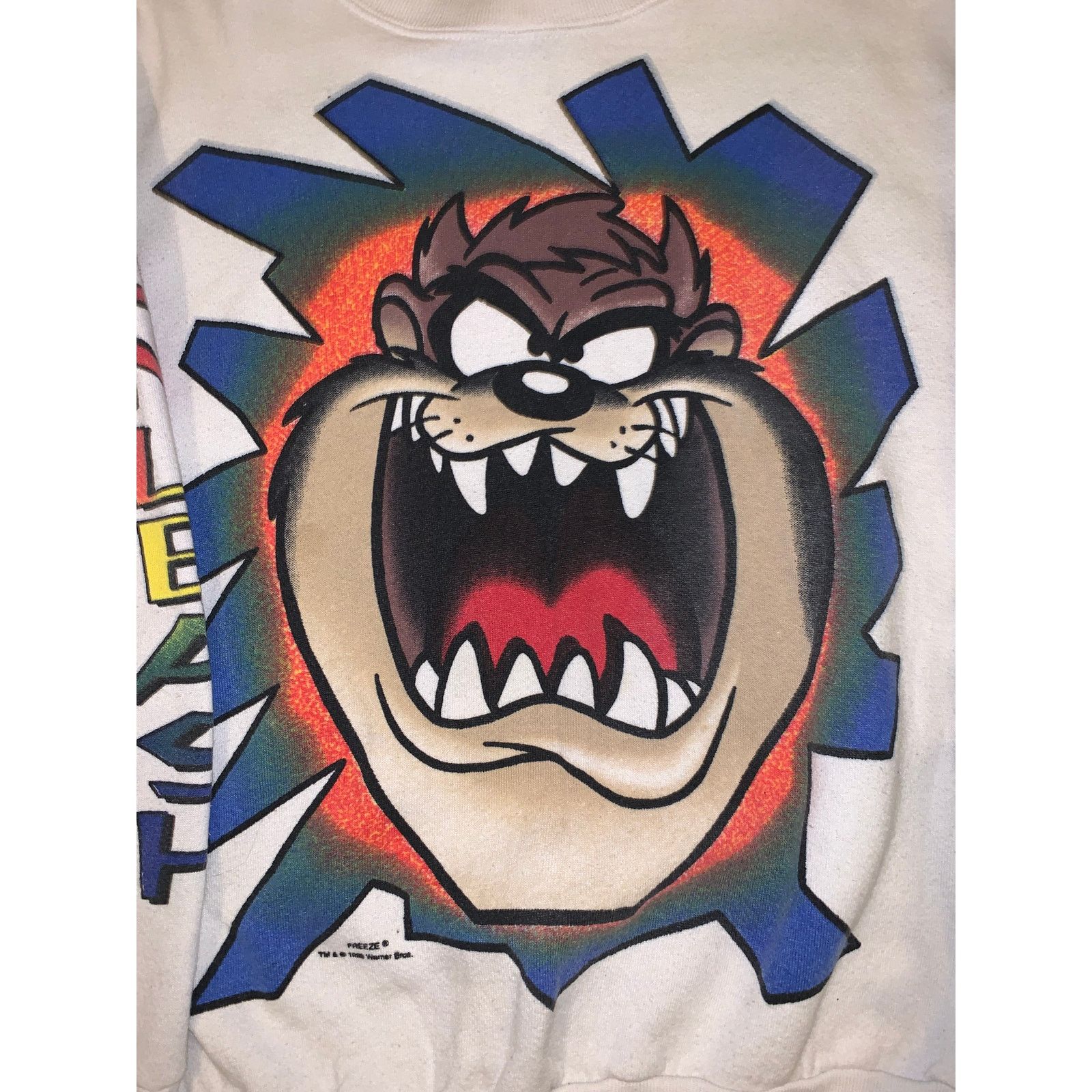 Vintage Vintage Looney Tunes Taz Sweater White L/M Size US L / EU 52-54 / 3 - 4 Thumbnail