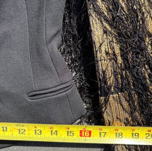 Other Judy Zhang Designer Runway Black Gold Blazer Fringe Sleeve Size S / US 4 / IT 40 - 6 Thumbnail
