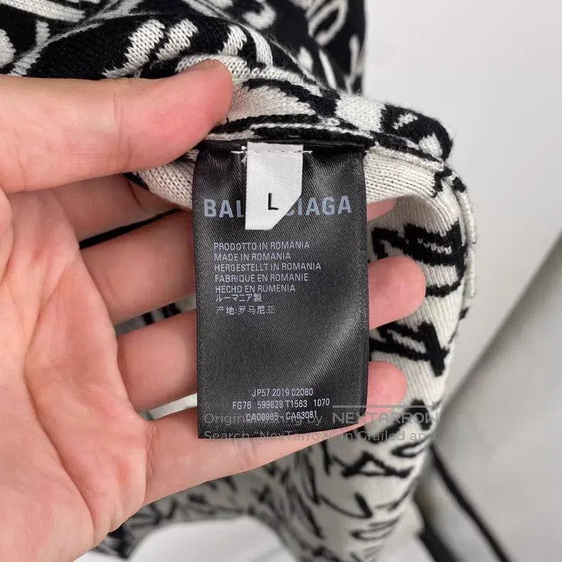Balenciaga Balenciaga Black and white barrage lettering knitted sweat Size US L / EU 52-54 / 3 - 4 Thumbnail