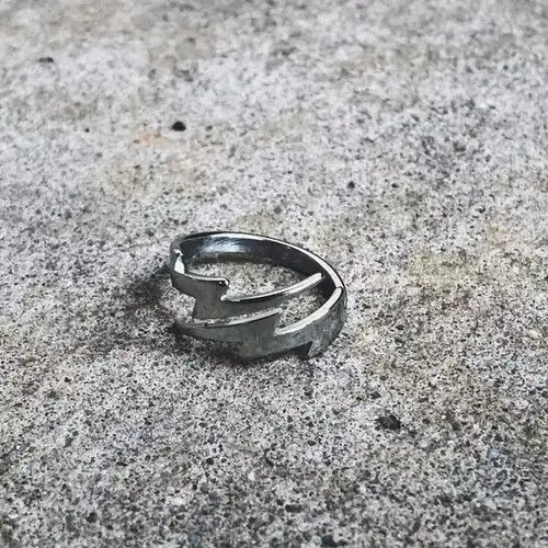 Handmade × Ring Of Fire Silver Lightning Ring Size ONE SIZE - 1 Thumbnail