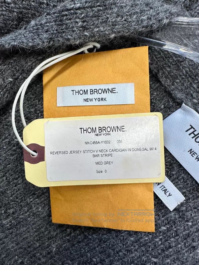 Thom Browne Thom Browne Gray collar four-striped wool mohair knit card Size US XS / EU 42 / 0 - 3 Thumbnail