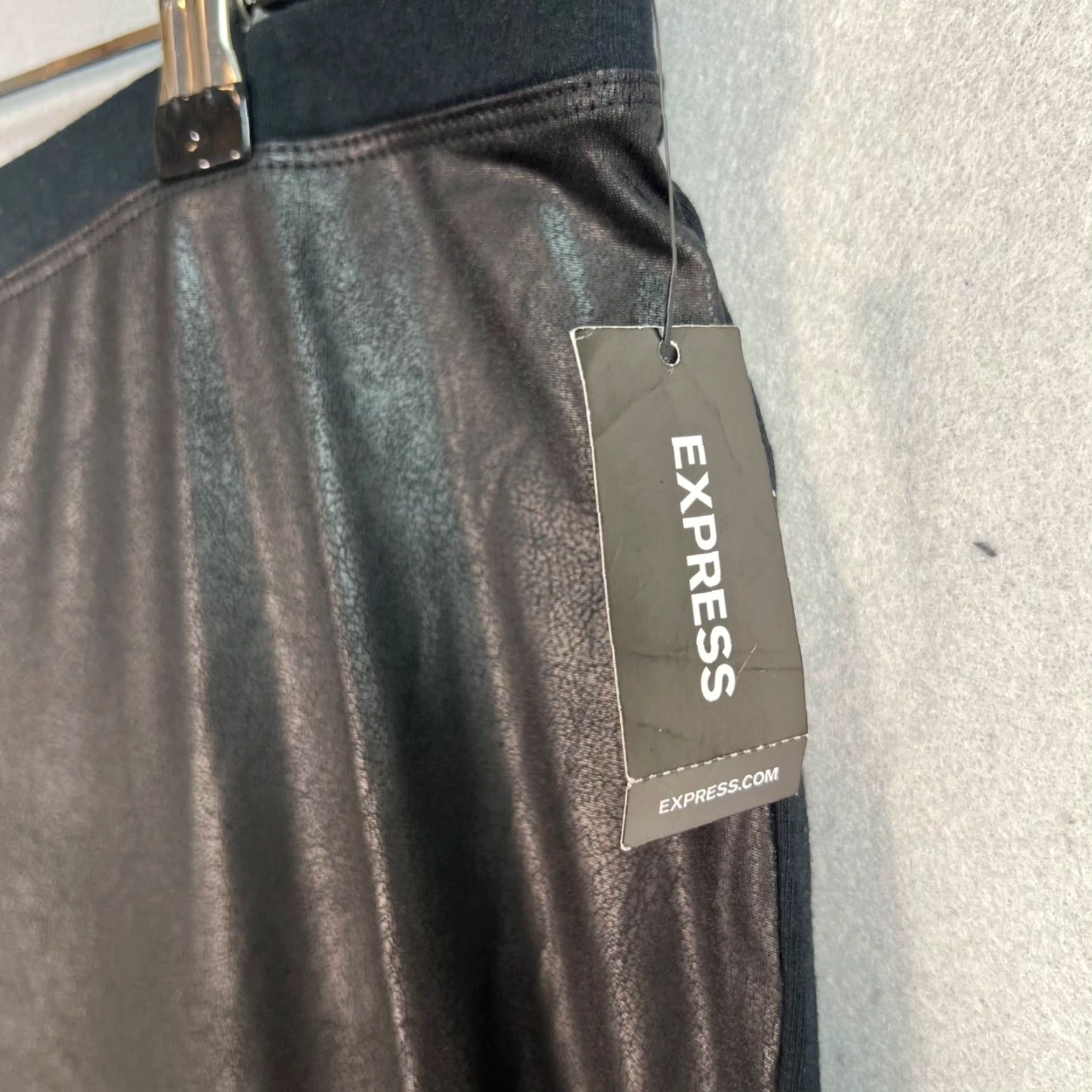 Express VINTAGE Express Womens Faux Leather & Ponte Panel Leggings Black Size Large Adult Womens Size 36" / US 14 / IT 50 - 3 Thumbnail
