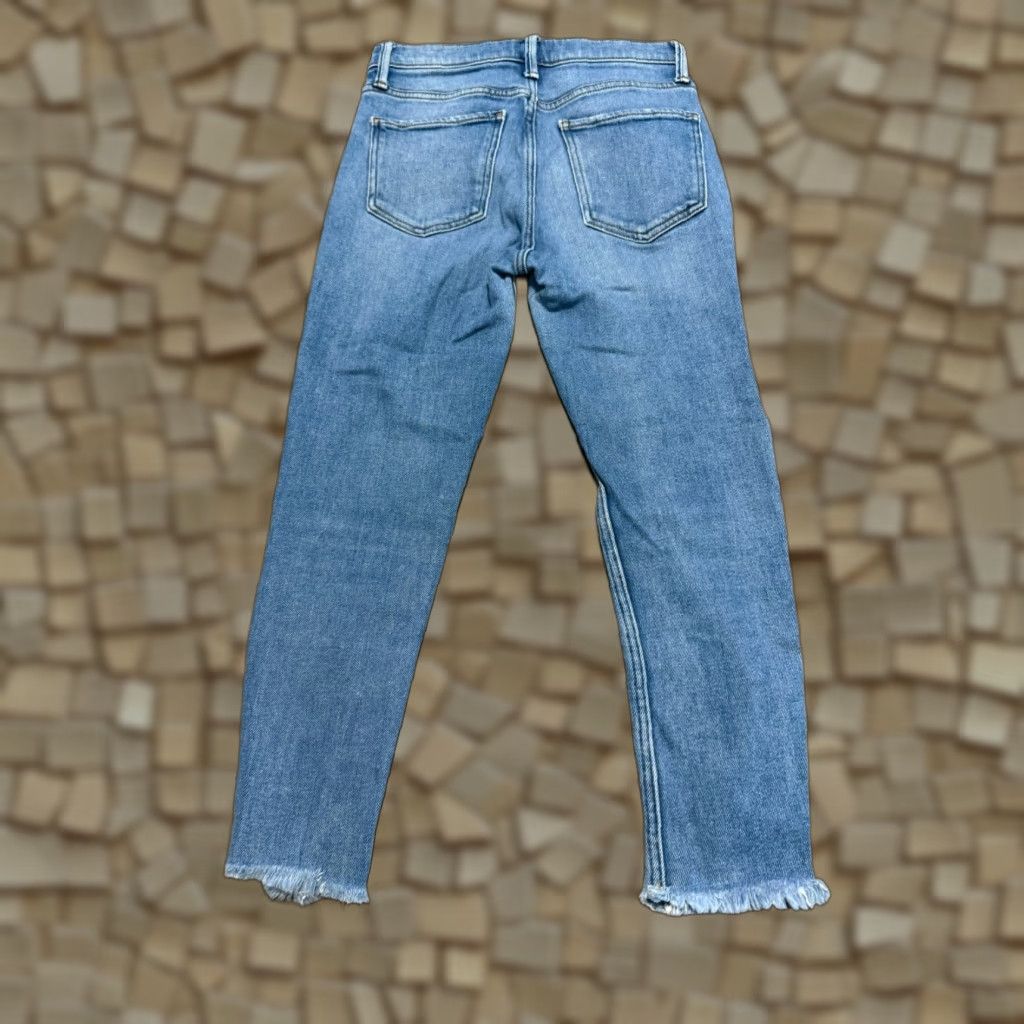 Gap GAP Jeans Women's 25 Petite Blue Denim Tru Skinny Frayed Hem Distressed Regular Size 42" / US 20 - 1 Thumbnail