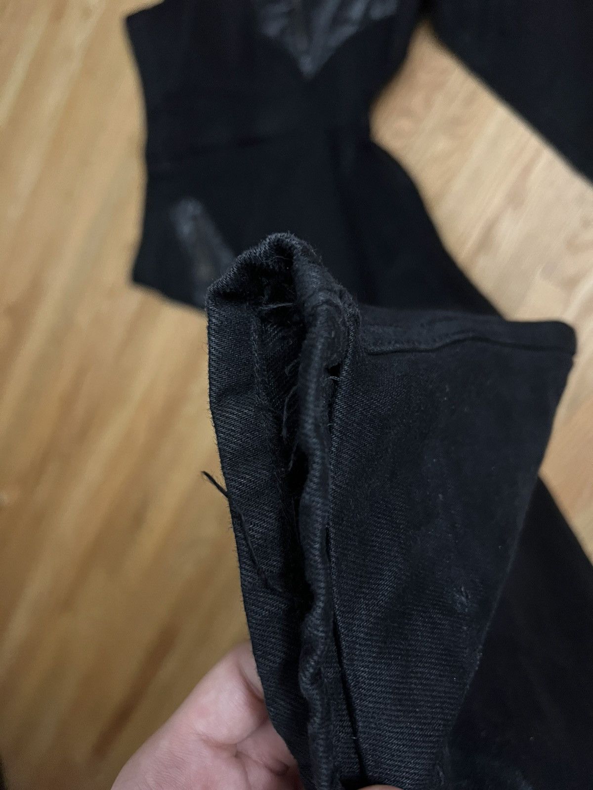Japanese Brand Emostanceclub Leather patched flare jeans size 2 Size US 33 - 8 Thumbnail