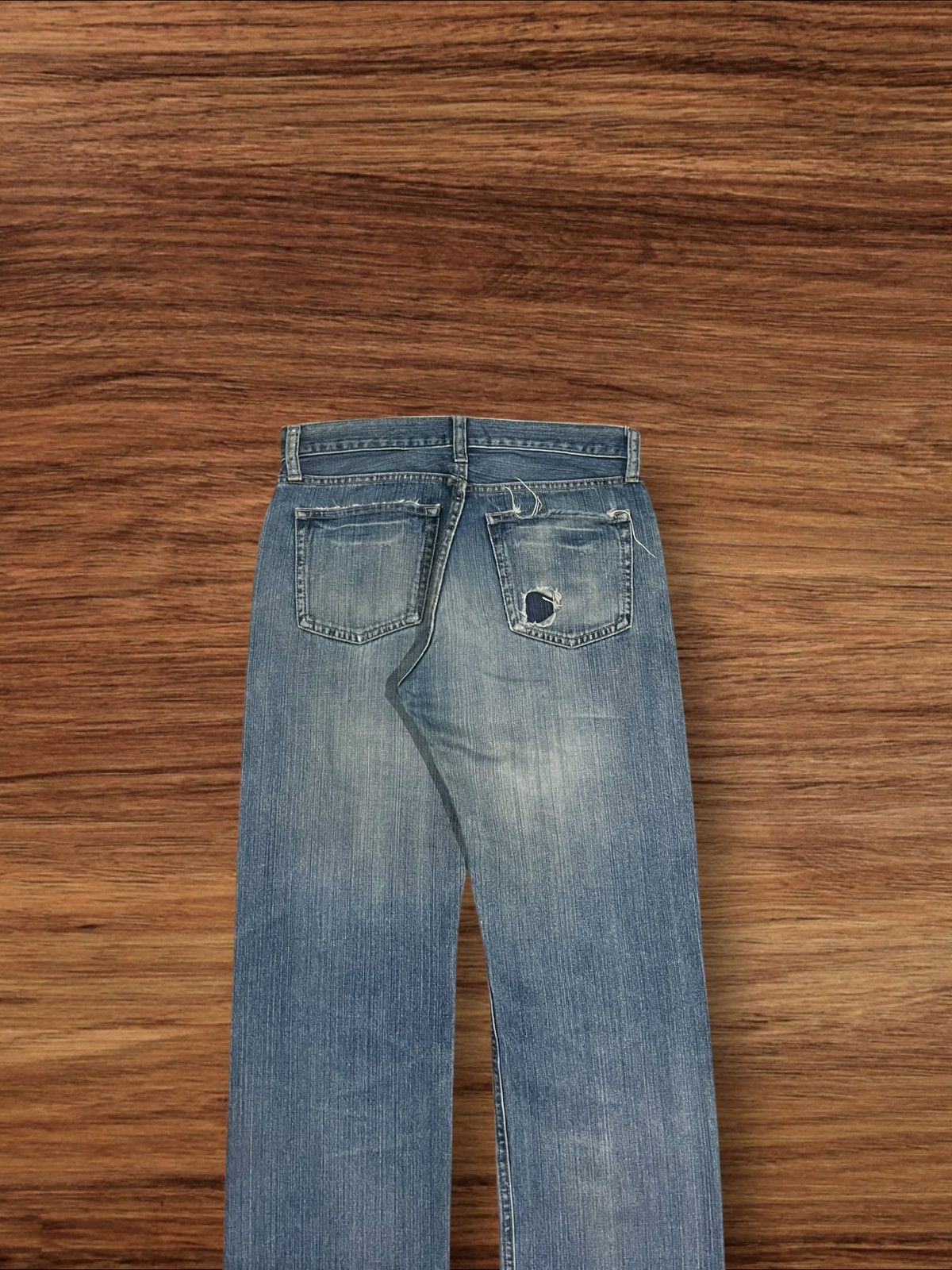 Japanese Brand × Uniqlo ⚡️Trashed⚡️Japanese Brand Uniqlo Broken Denim Blue Wash Jeans Size US 32 / EU 48 - 8 Thumbnail