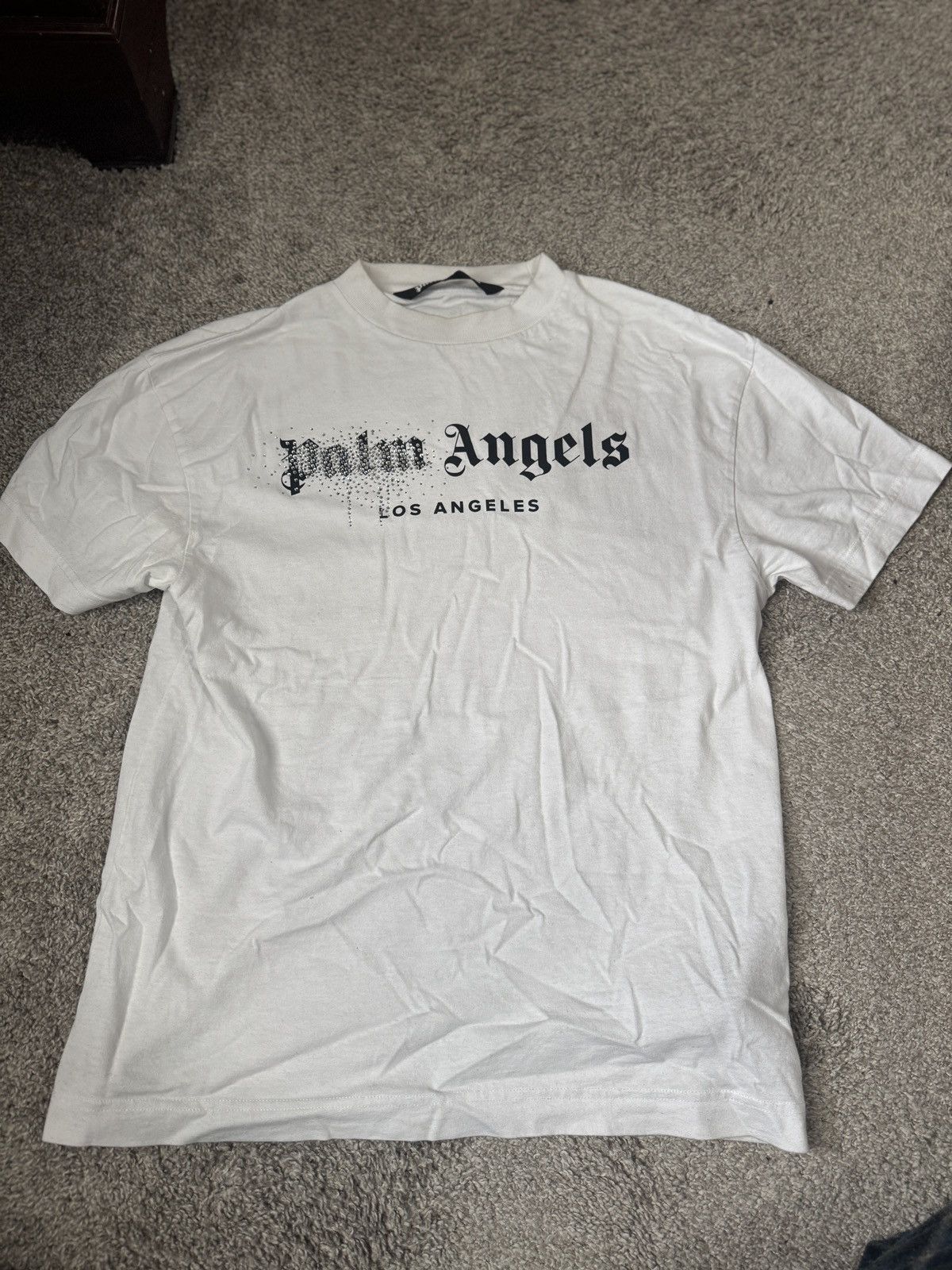 Palm angels rhinestone sprayed logo print T-shirt