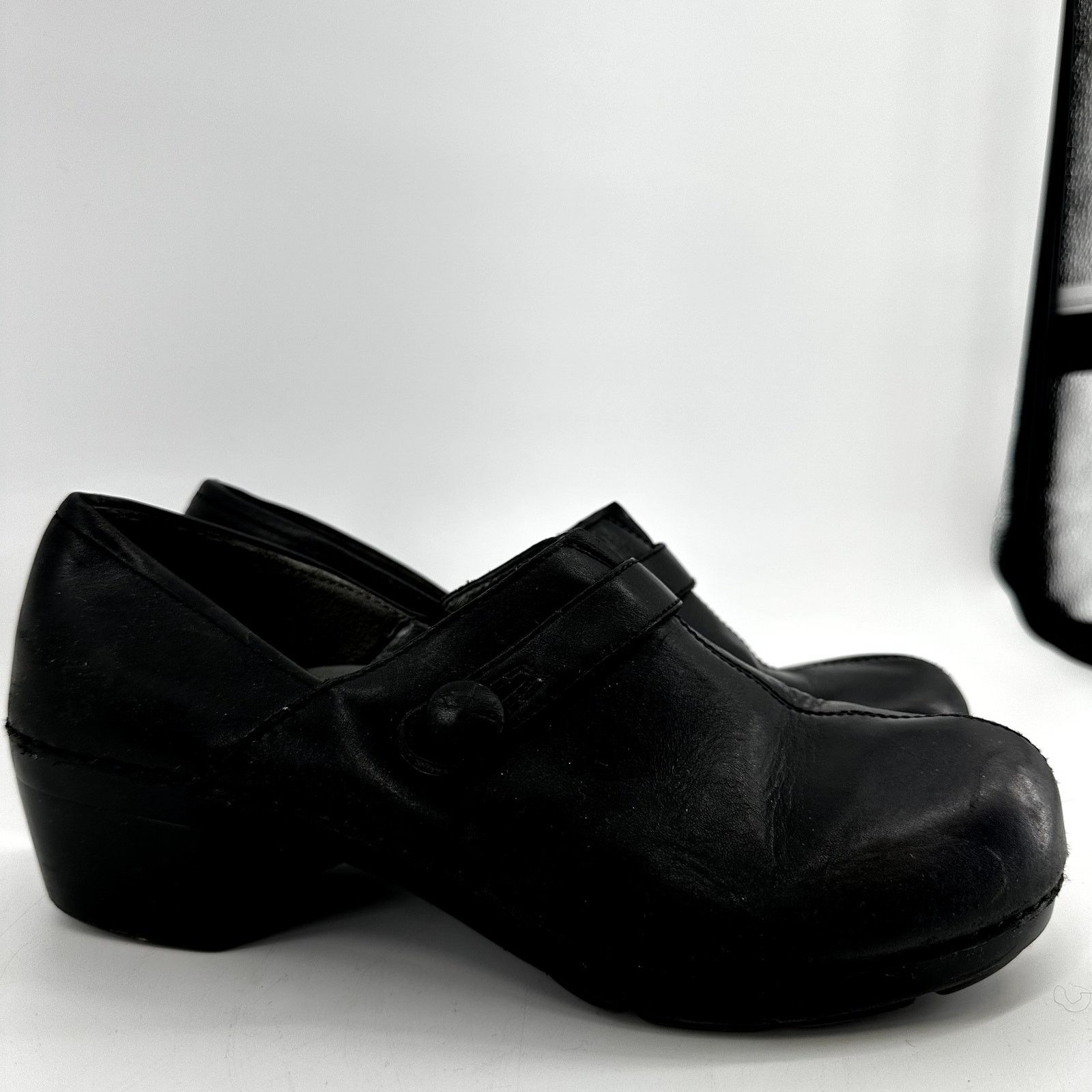 Dansko Solstice Clogs Leather Rocker Block Heel Black 12