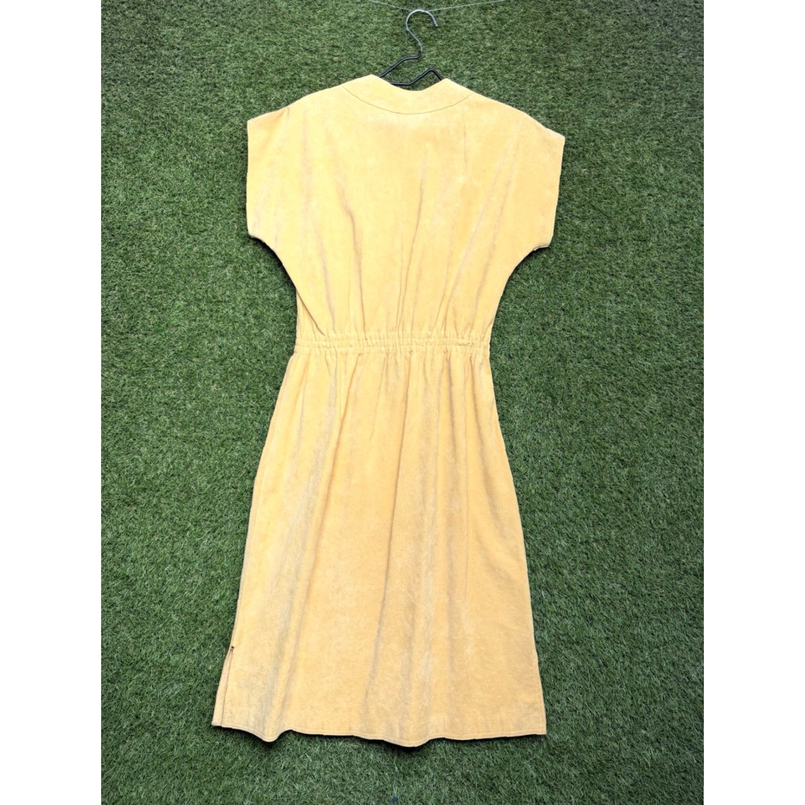 Vintage VINTAGE Moda International Dress Leather A-Line Dolman Sleeve Belted Midi Yellow 2 70s Womens Size XS / US 0-2 / IT 36-38 - 2 Thumbnail