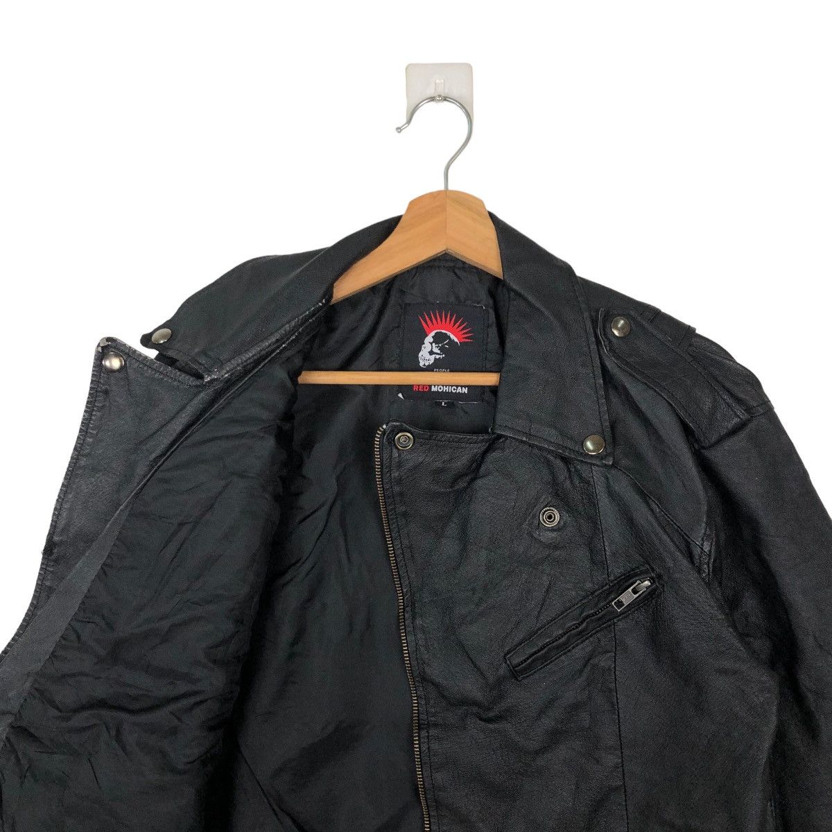 Japanese Brand 🔥VINTAGE BIKER DOUBLE BREAST LEATHER JACKET RED MOHICAN Size US L / EU 52-54 / 3 - 9 Thumbnail