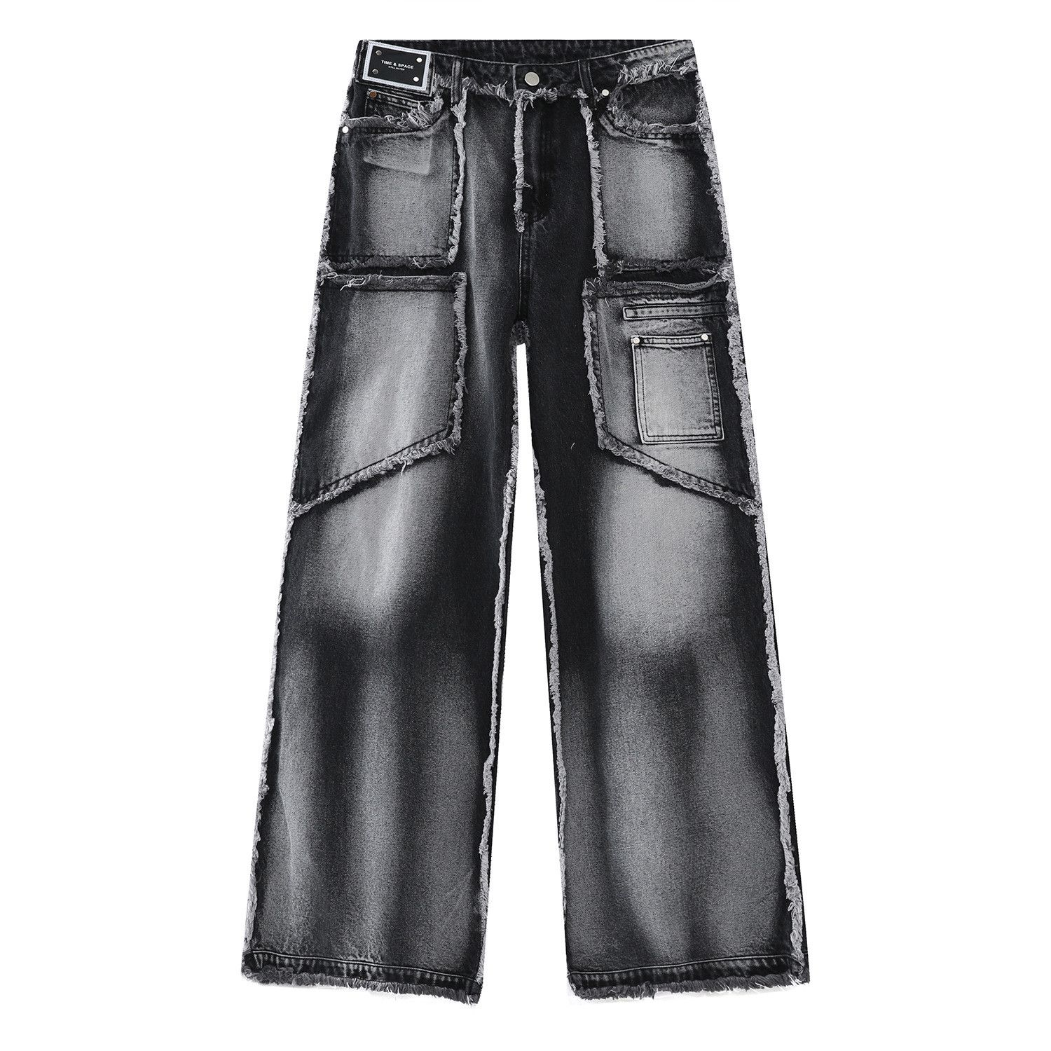 Japanese Brand × Jean Retro straight leg patchwork fringed jeans Size US 32 / EU 48 - 5 Thumbnail